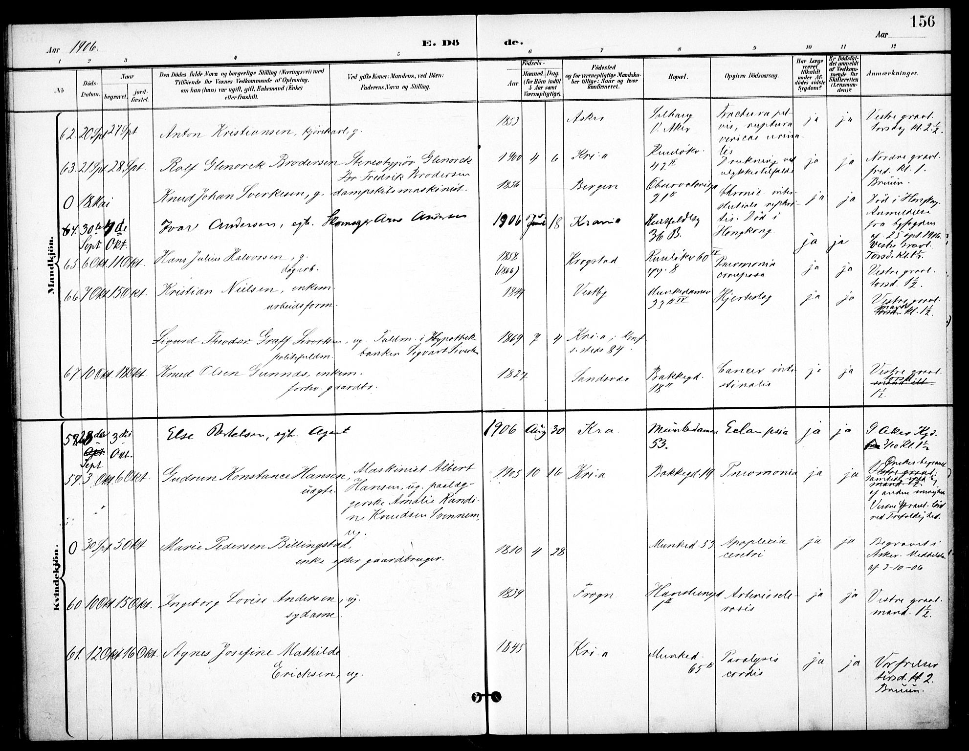 Johannes prestekontor Kirkebøker, SAO/A-10852/F/Fa/L0008: Parish register (official) no. 8, 1897-1917, p. 156