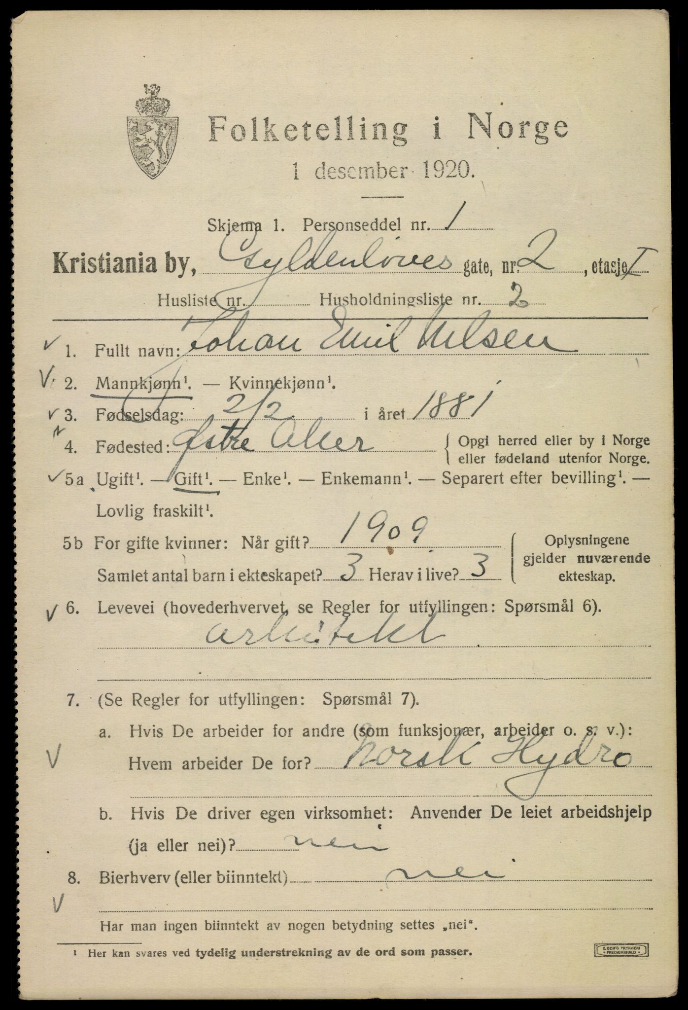 SAO, 1920 census for Kristiania, 1920, p. 261539