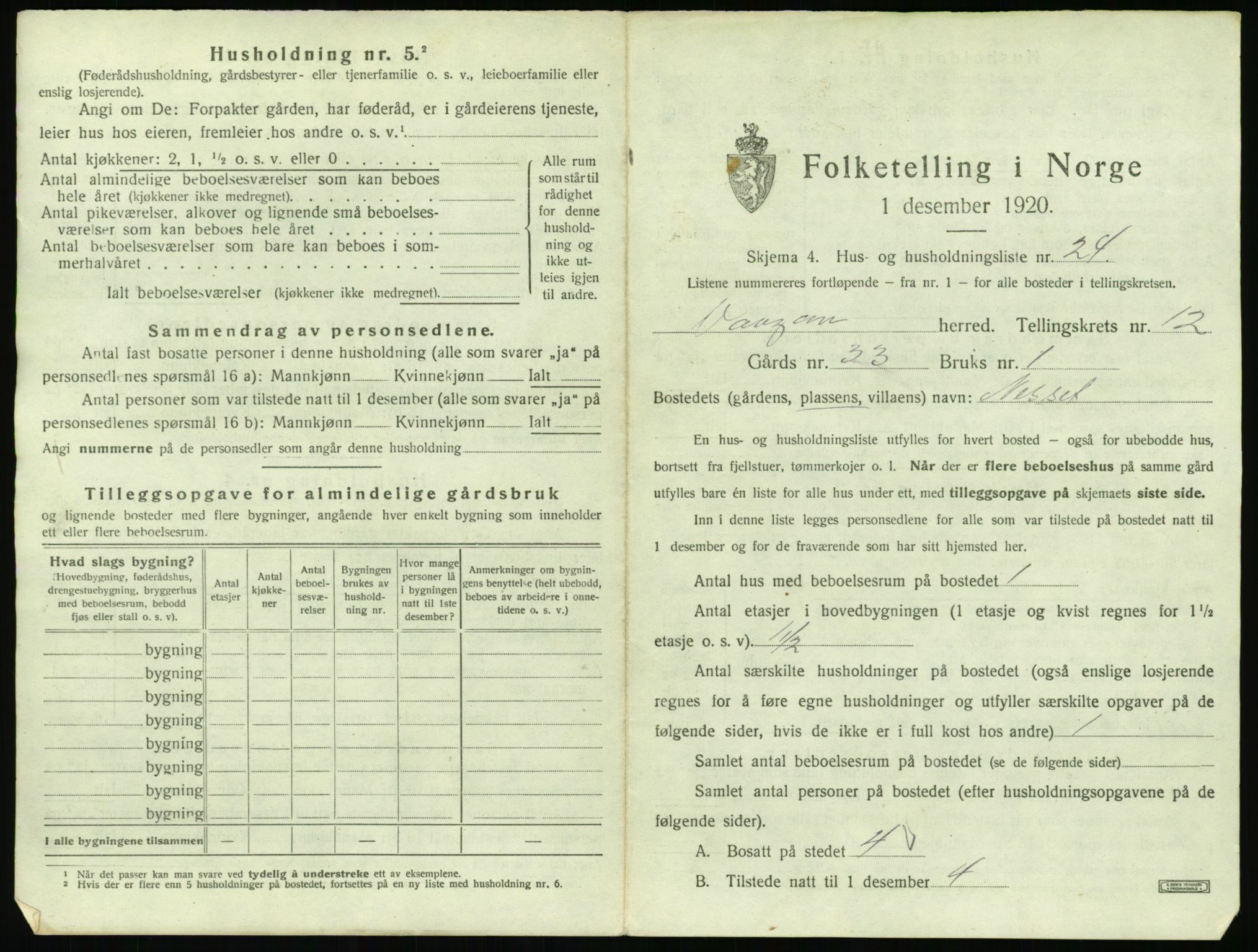 SAT, 1920 census for Vågan, 1920, p. 1445