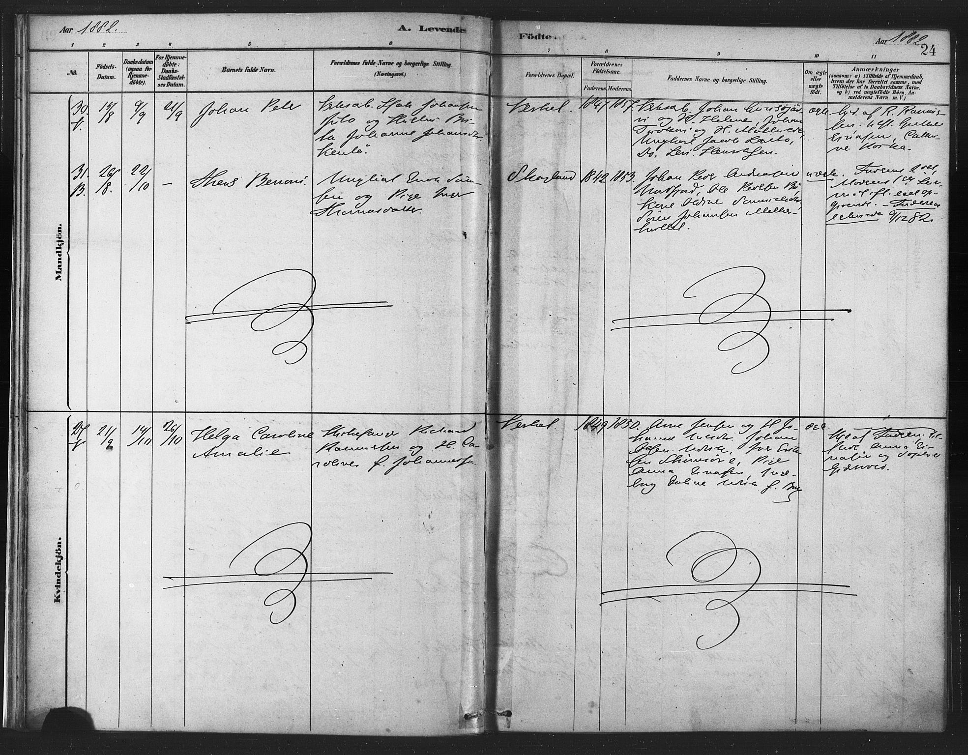 Berg sokneprestkontor, SATØ/S-1318/G/Ga/Gaa/L0004kirke: Parish register (official) no. 4, 1880-1894, p. 24
