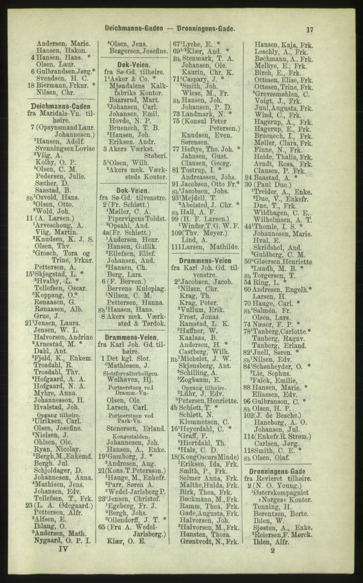 Kristiania/Oslo adressebok, PUBL/-, 1884, p. 17