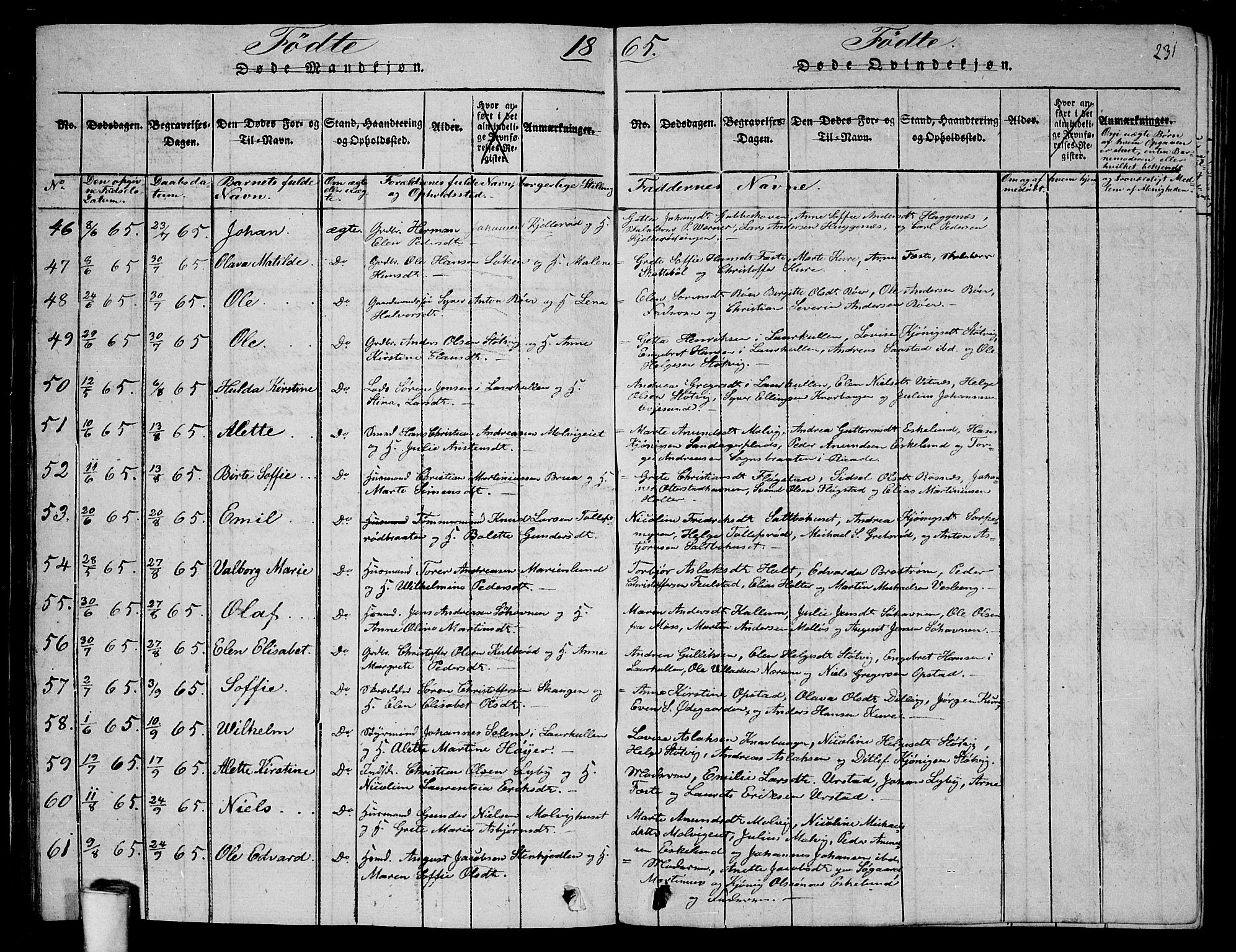 Rygge prestekontor Kirkebøker, AV/SAO-A-10084b/G/Ga/L0001: Parish register (copy) no. 1, 1814-1871, p. 230-231