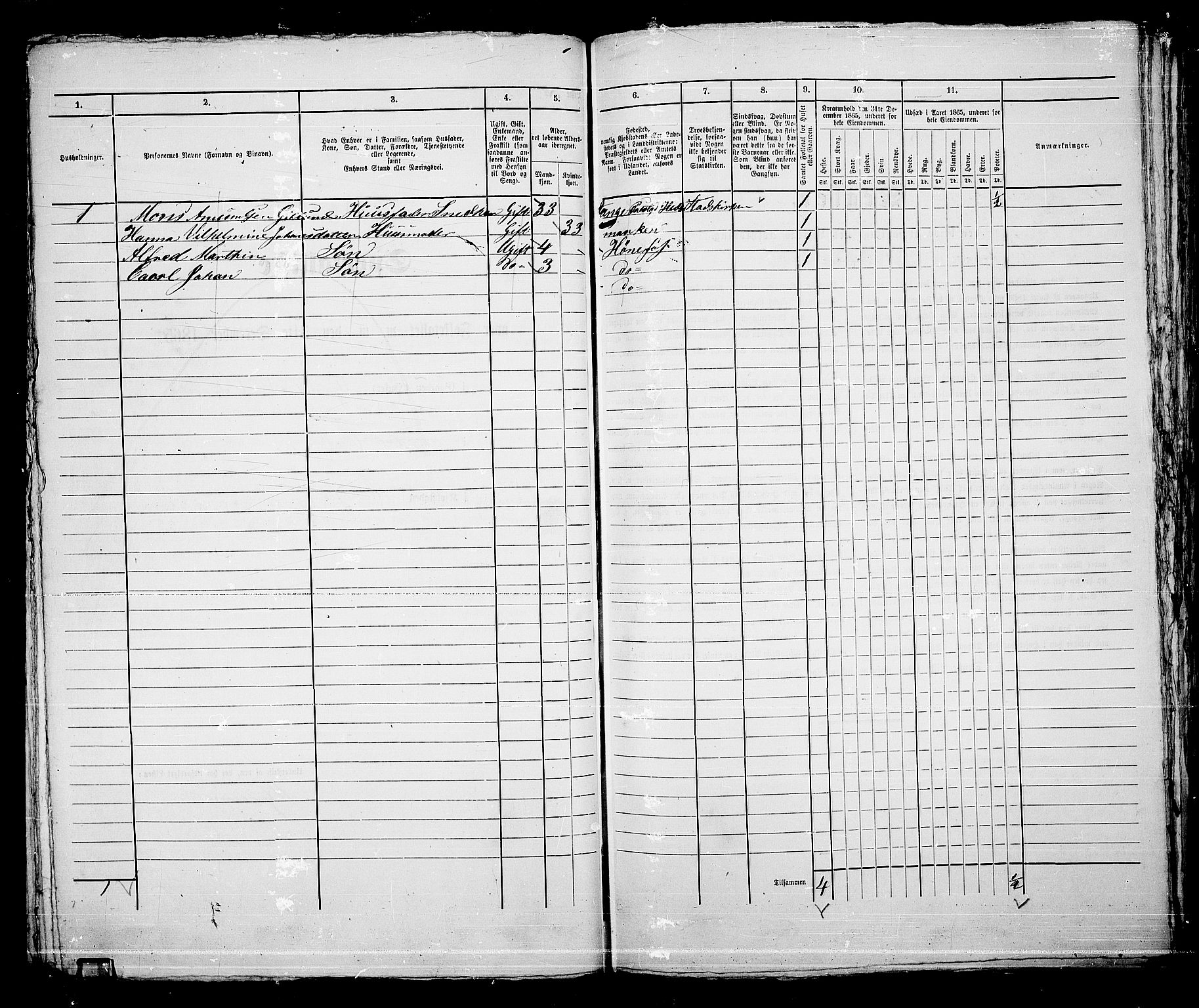 RA, 1865 census for Norderhov/Hønefoss, 1865, p. 153