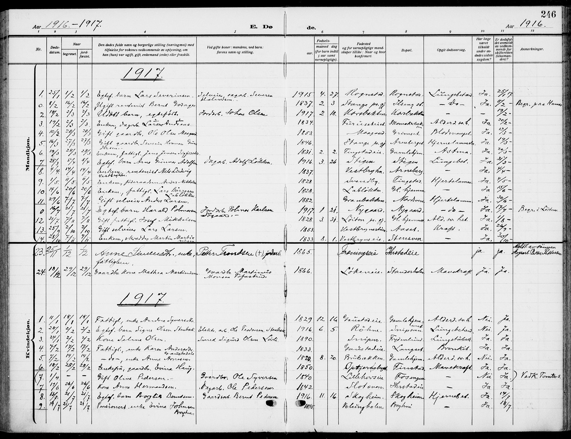 Romedal prestekontor, AV/SAH-PREST-004/K/L0012: Parish register (official) no. 12, 1913-1935, p. 246