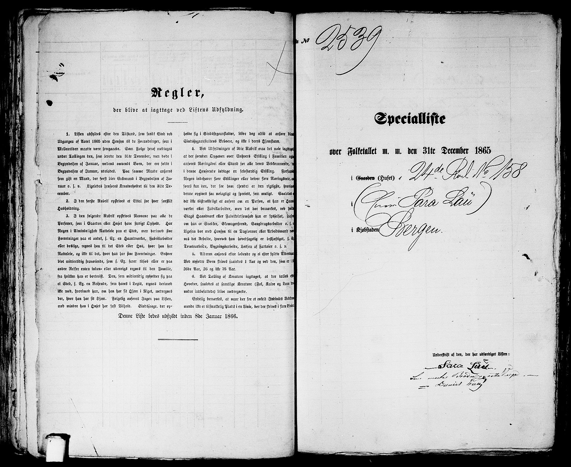 RA, 1865 census for Bergen, 1865, p. 5178