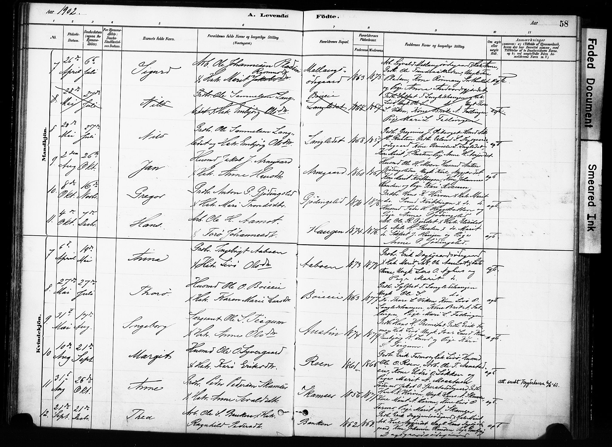 Skjåk prestekontor, SAH/PREST-072/H/Ha/Haa/L0004: Parish register (official) no. 4, 1880-1904, p. 58