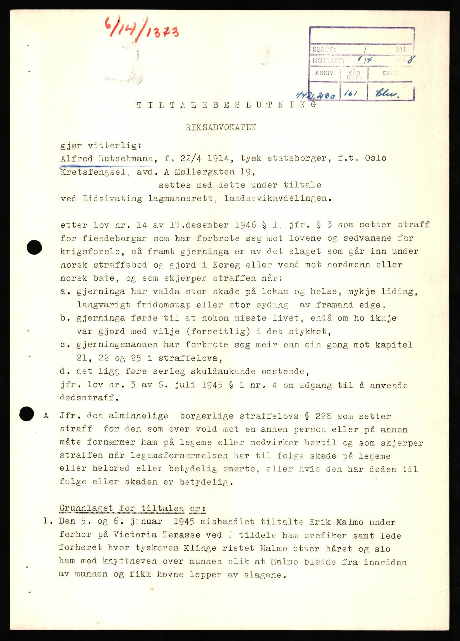 Forsvaret, Forsvarets overkommando II, AV/RA-RAFA-3915/D/Db/L0028: CI Questionaires. Tyske okkupasjonsstyrker i Norge. Tyskere., 1945-1946, p. 312