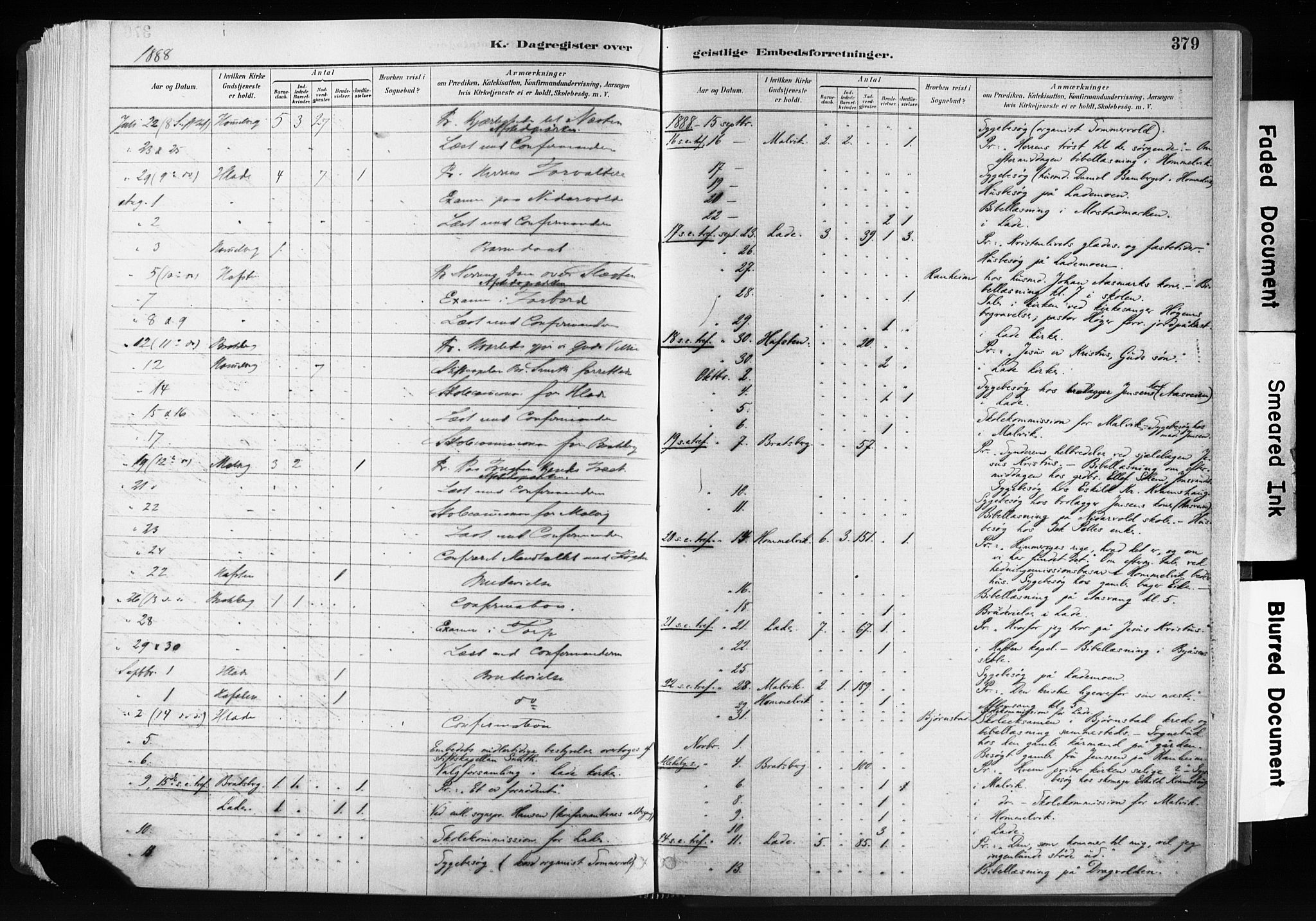 Ministerialprotokoller, klokkerbøker og fødselsregistre - Sør-Trøndelag, AV/SAT-A-1456/606/L0300: Parish register (official) no. 606A15, 1886-1893, p. 379