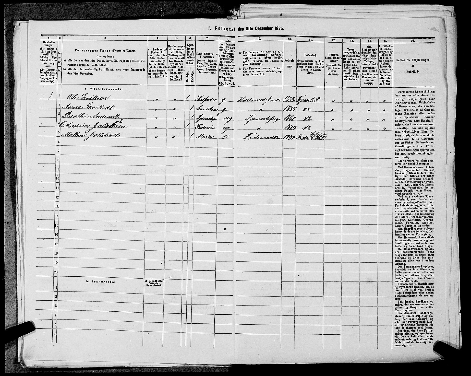 SAST, 1875 census for 1146P Tysvær, 1875, p. 70