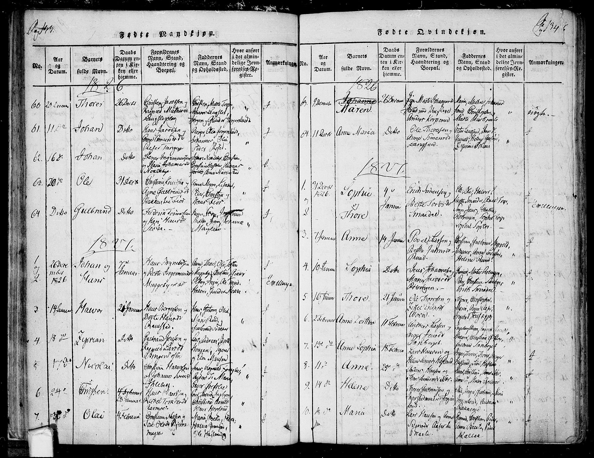 Trøgstad prestekontor Kirkebøker, AV/SAO-A-10925/F/Fa/L0006: Parish register (official) no. I 6, 1815-1844, p. 133-134