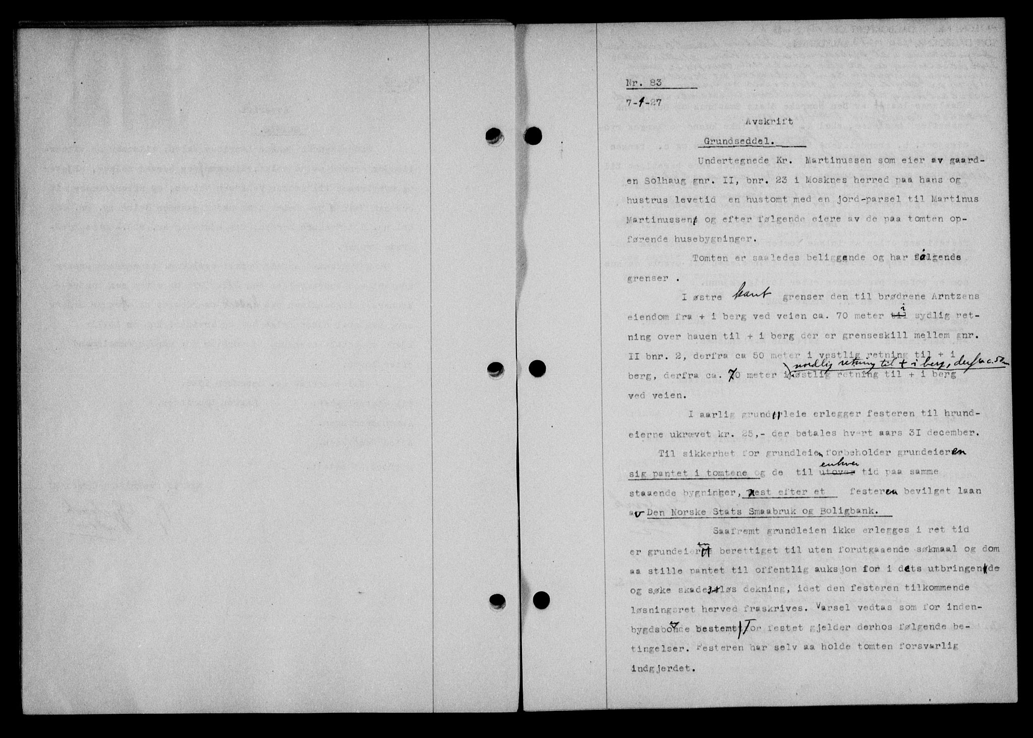 Lofoten sorenskriveri, SAT/A-0017/1/2/2C/L0015b: Mortgage book no. 15b, 1927-1927, Deed date: 07.01.1927