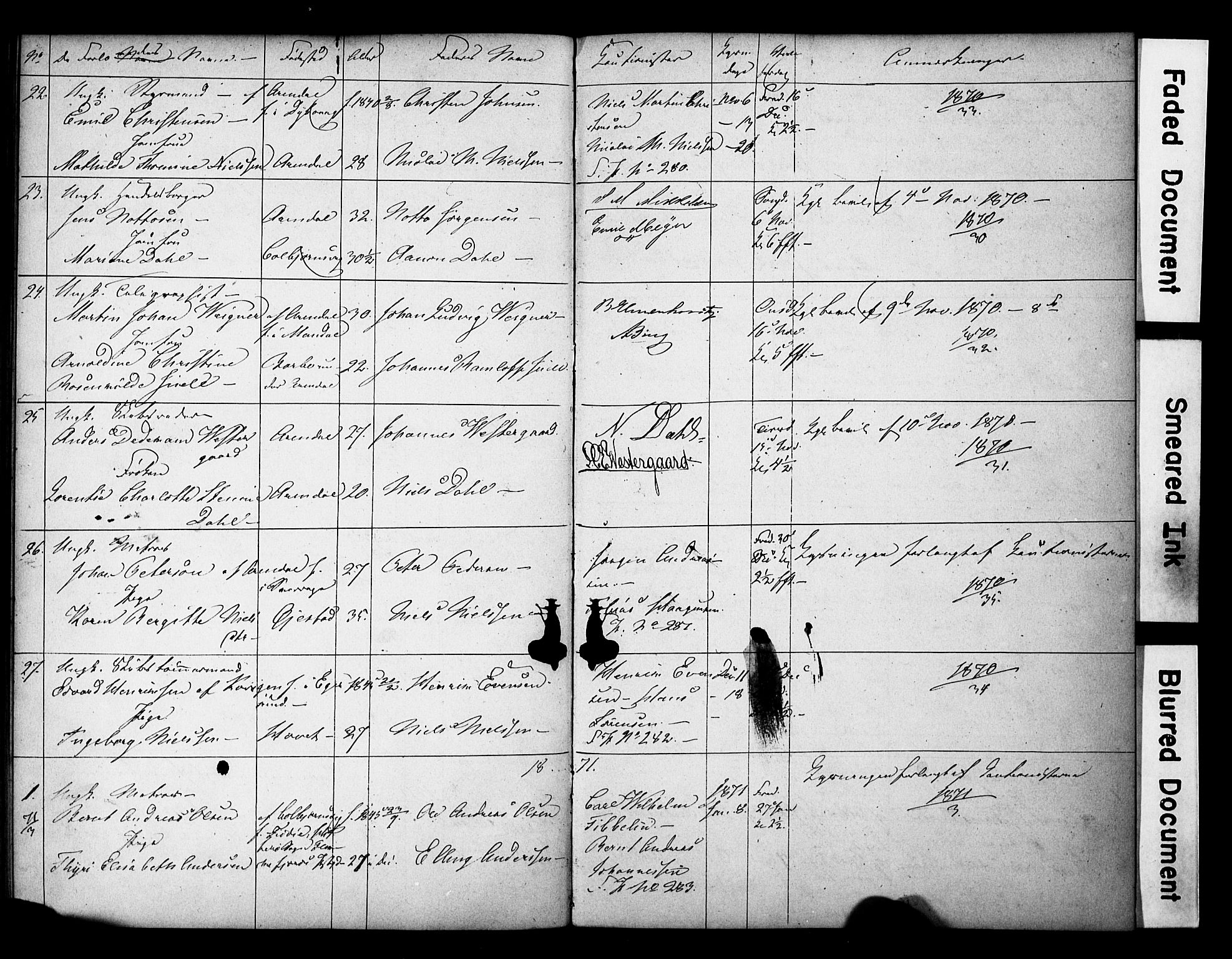 Arendal sokneprestkontor, Trefoldighet, AV/SAK-1111-0040/F/Fe/L0002: Banns register no. A VI 2, 1847-1871