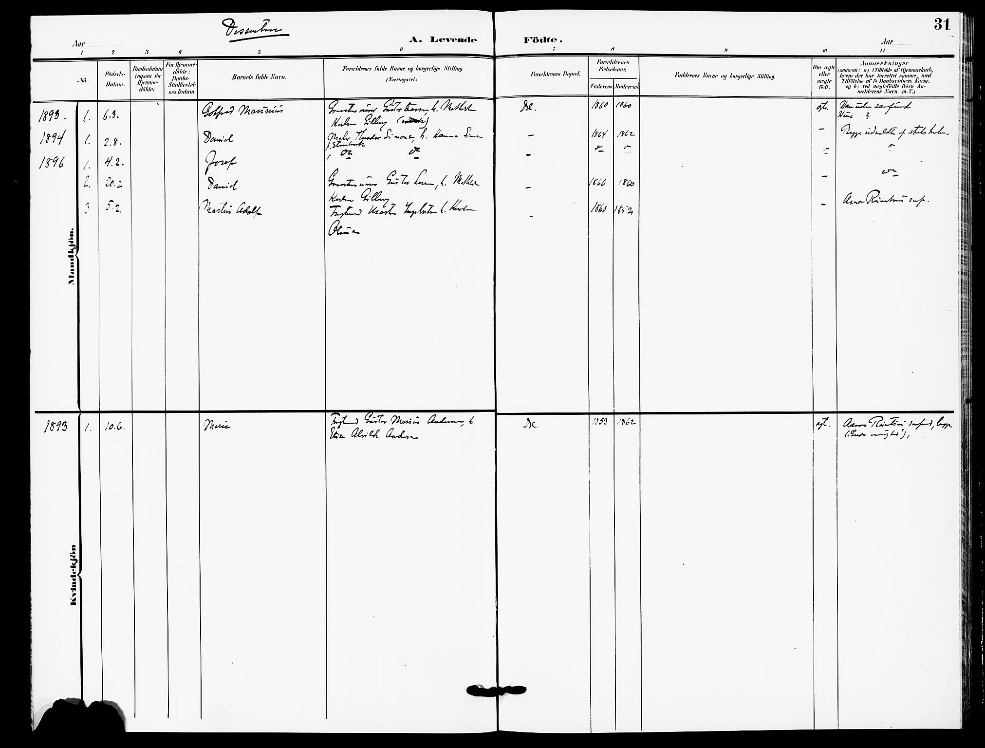 Drøbak prestekontor Kirkebøker, SAO/A-10142a/F/Fb/L0002: Parish register (official) no. II 2, 1891-1896, p. 31