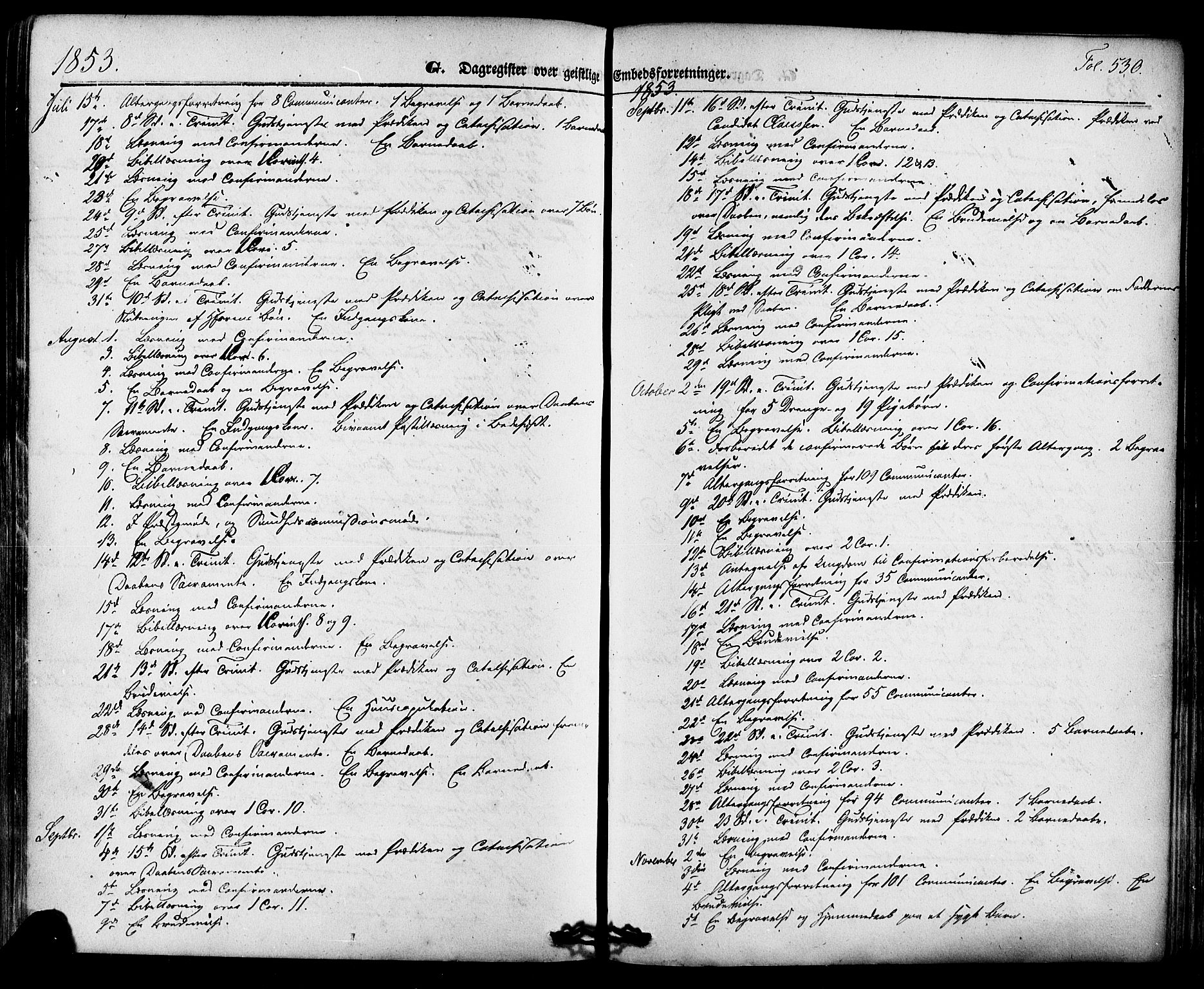 Skien kirkebøker, SAKO/A-302/F/Fa/L0006a: Parish register (official) no. 6A, 1843-1856, p. 530