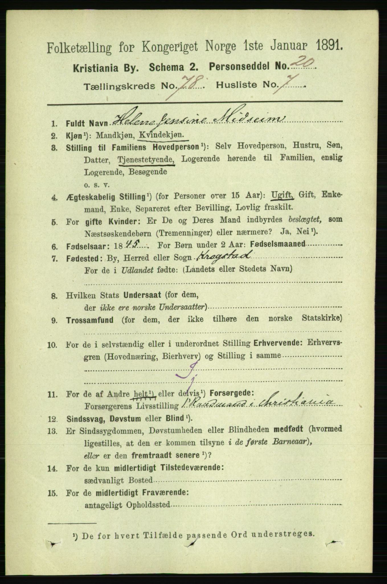 RA, 1891 census for 0301 Kristiania, 1891, p. 40974