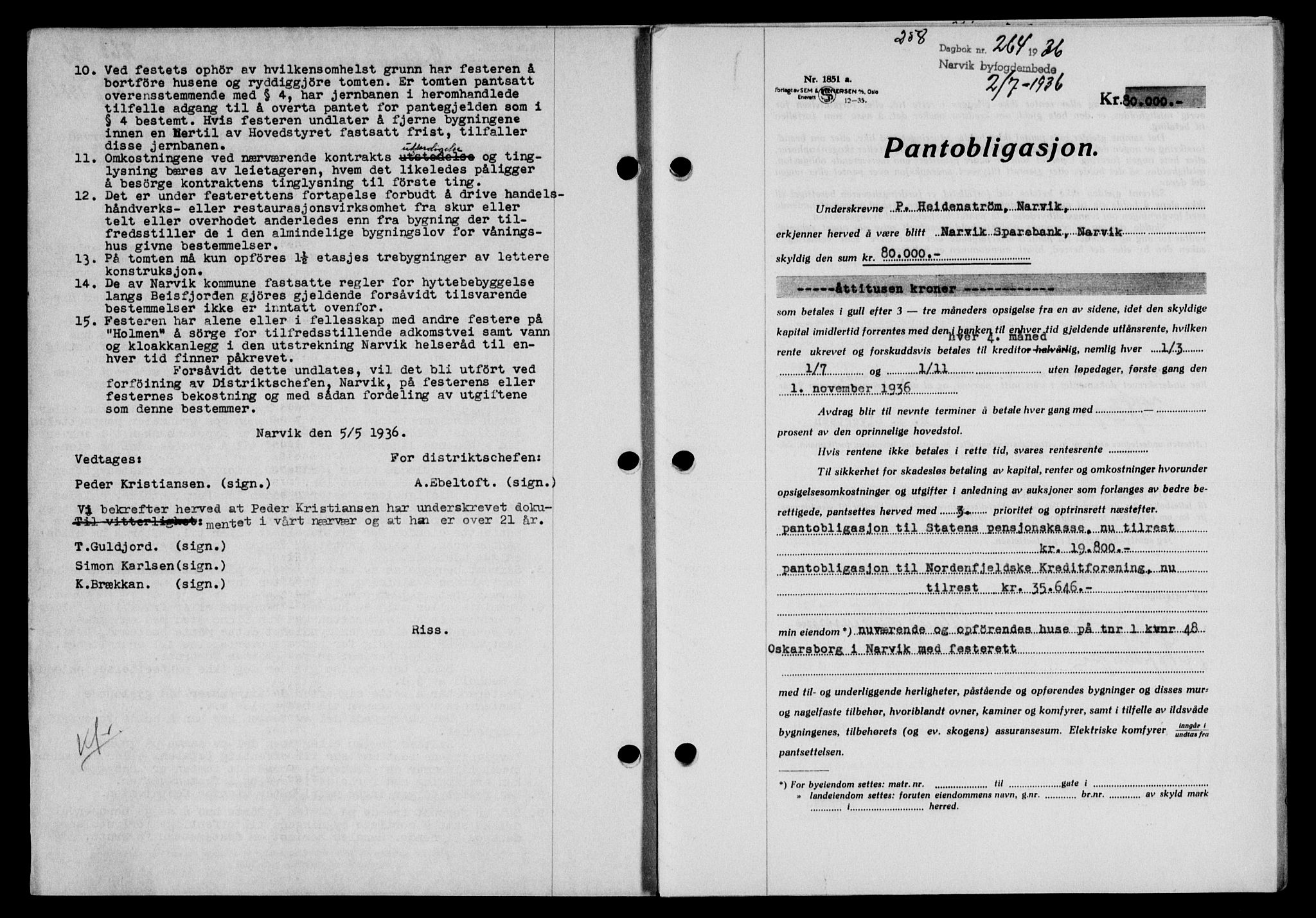 Narvik sorenskriveri, SAT/A-0002/1/2/2C/2Ca/L0011: Mortgage book no. 14, 1935-1937, Deed date: 02.07.1936