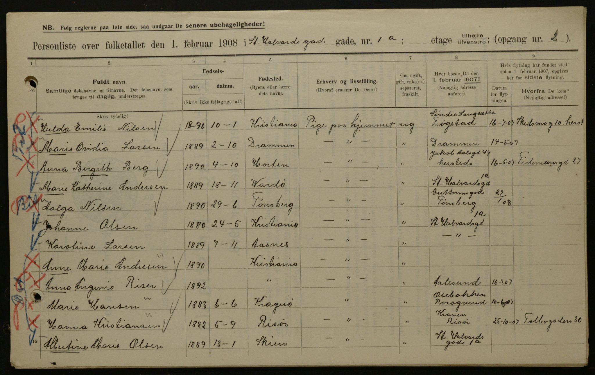 OBA, Municipal Census 1908 for Kristiania, 1908, p. 78785