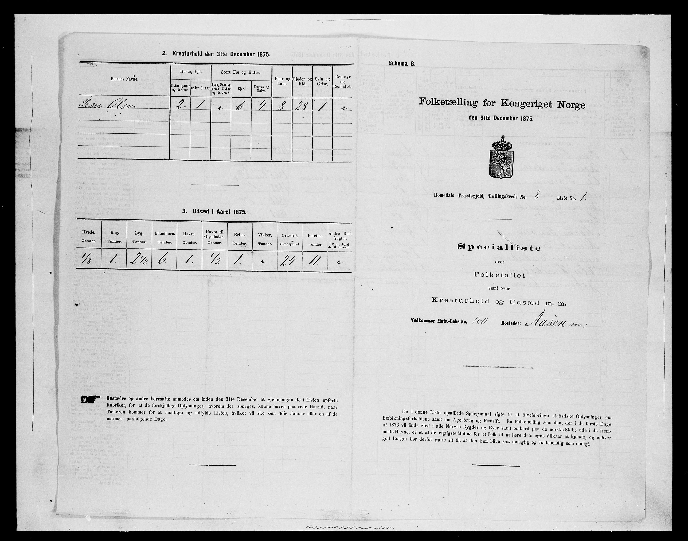 SAH, 1875 census for 0416P Romedal, 1875, p. 1206