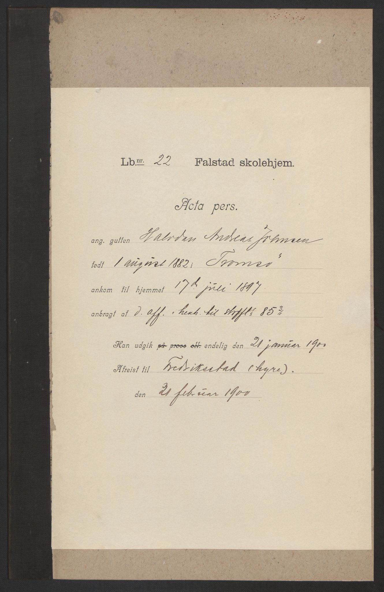 Falstad skolehjem, AV/RA-S-1676/E/Eb/L0001: Elevmapper løpenr. 10-41, 1895-1905, p. 141