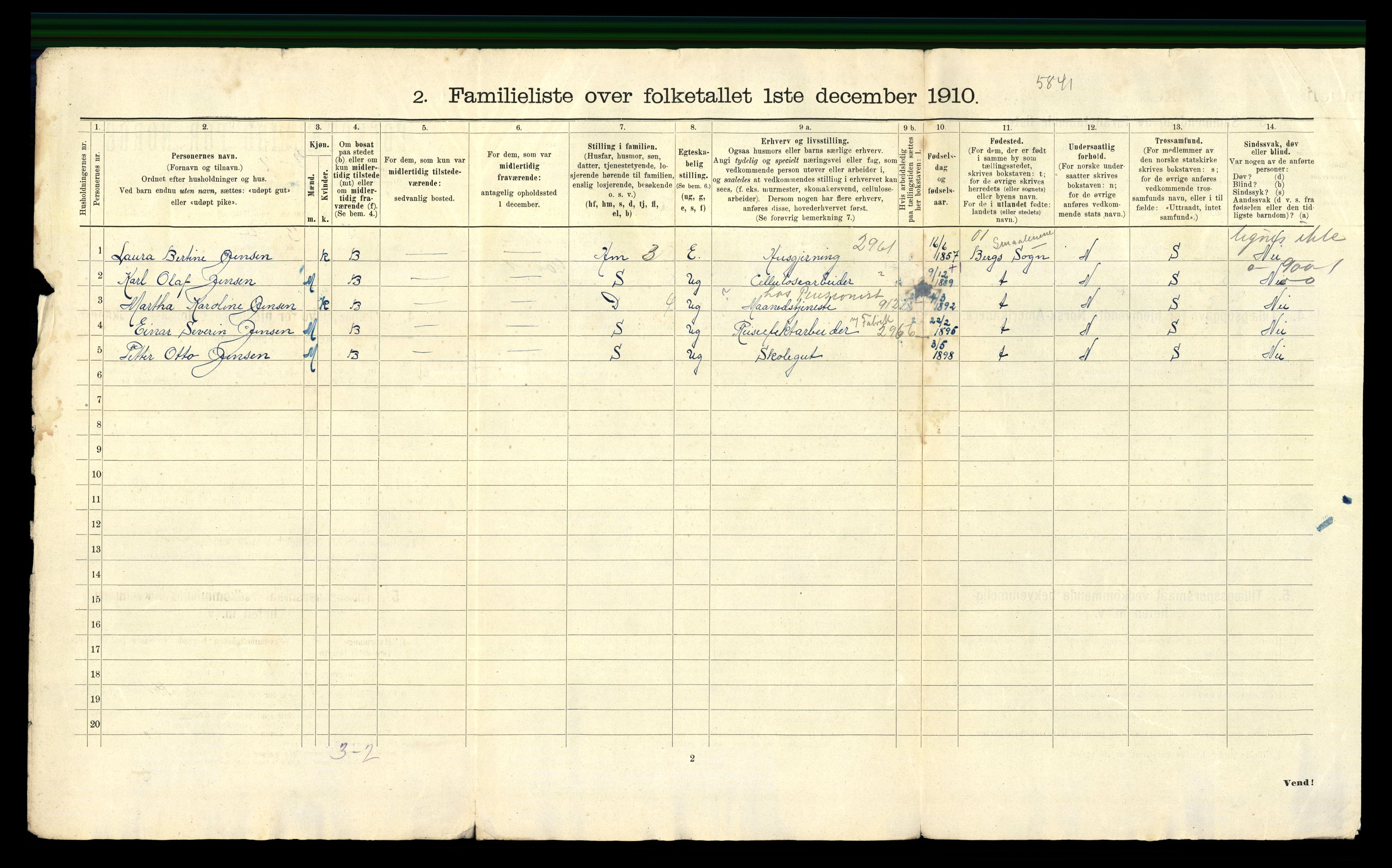 RA, 1910 census for Fredrikshald, 1910, p. 3591