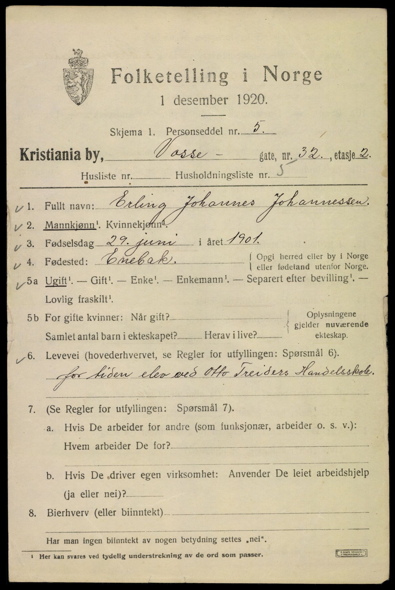 SAO, 1920 census for Kristiania, 1920, p. 644711