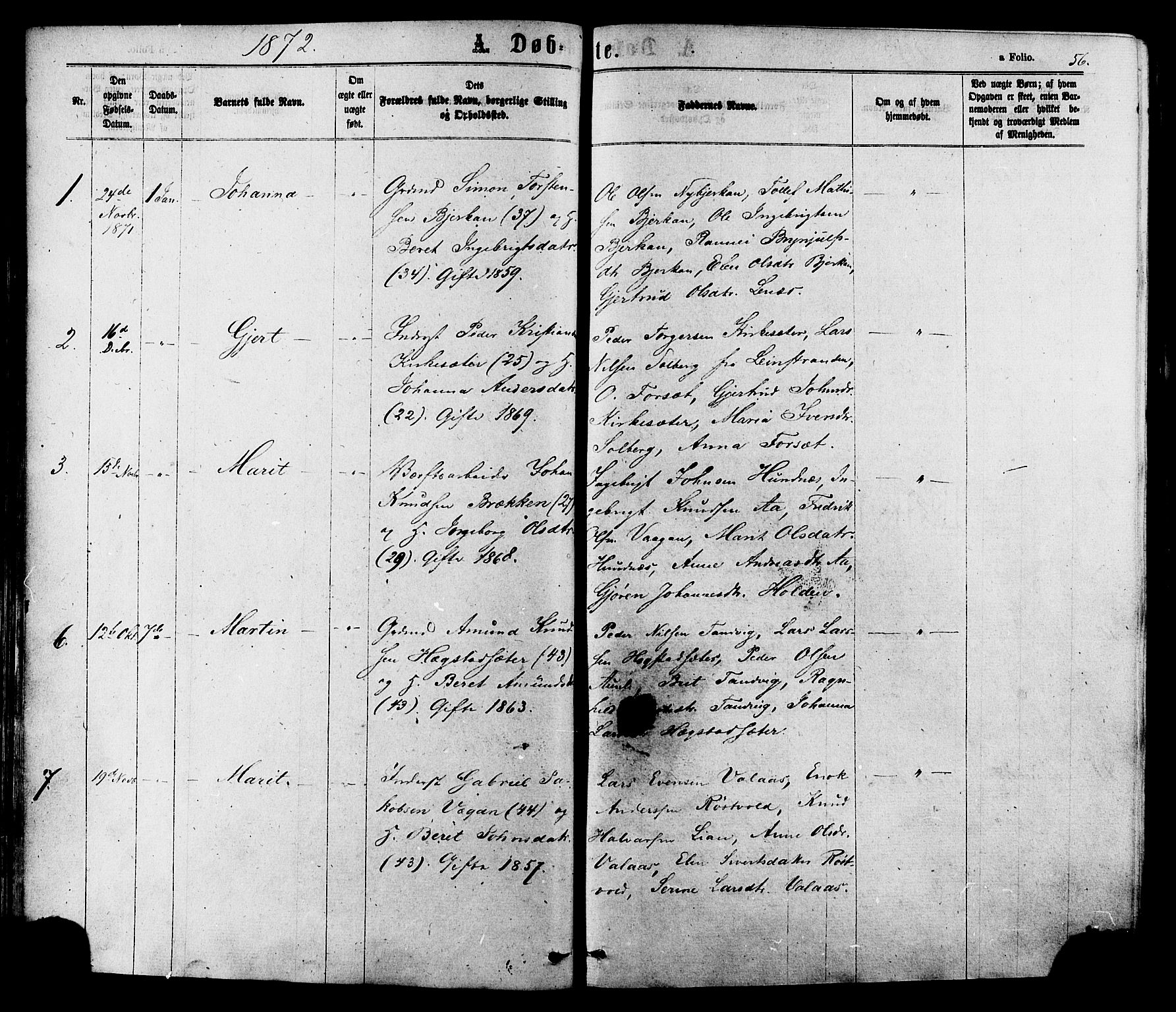 Ministerialprotokoller, klokkerbøker og fødselsregistre - Sør-Trøndelag, SAT/A-1456/630/L0495: Parish register (official) no. 630A08, 1868-1878, p. 56