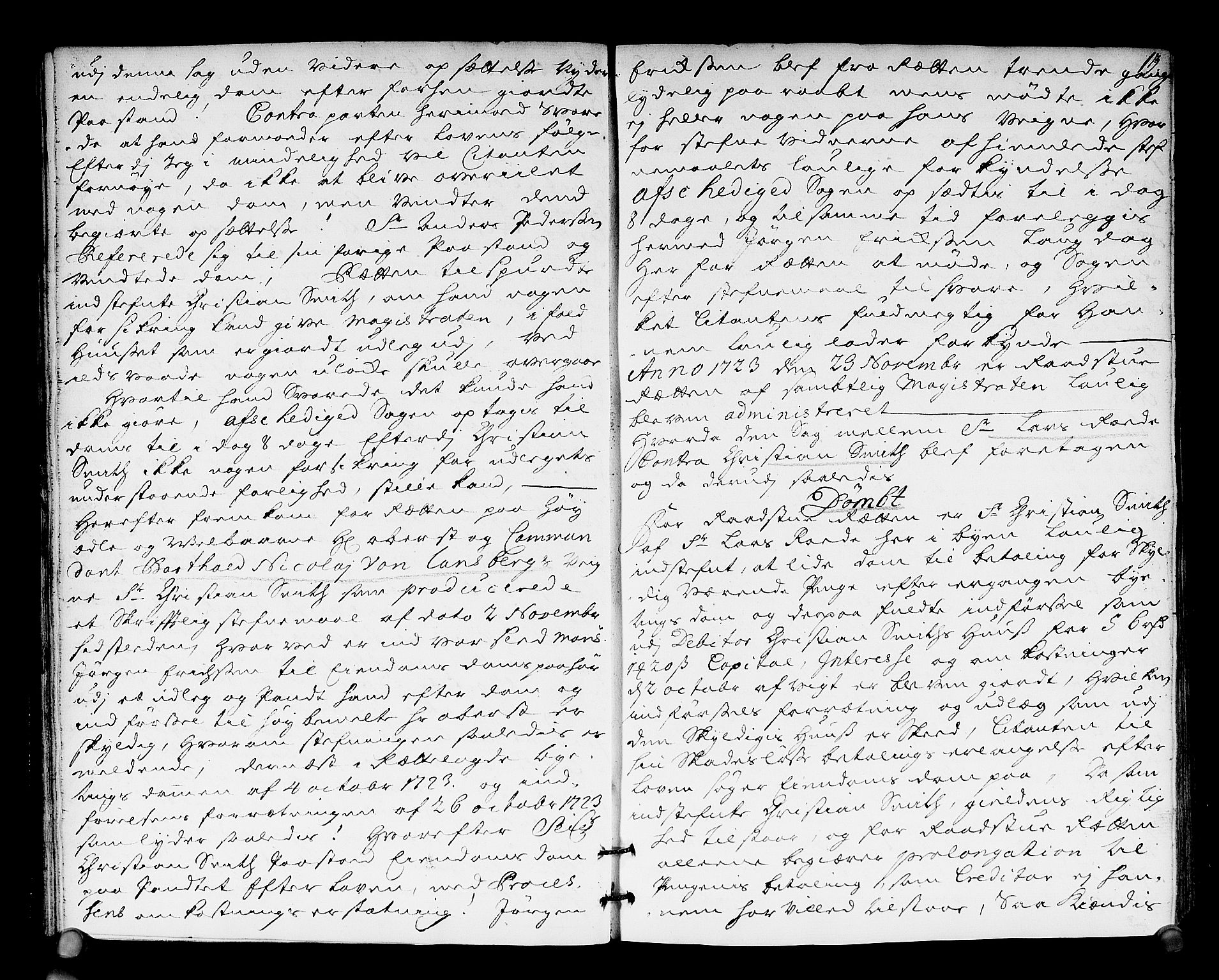 Fredrikshald rådstuerett, AV/SAO-A-11129/A/L0005: Rådstuprotokoll, 1723-1732, p. 12b-13a