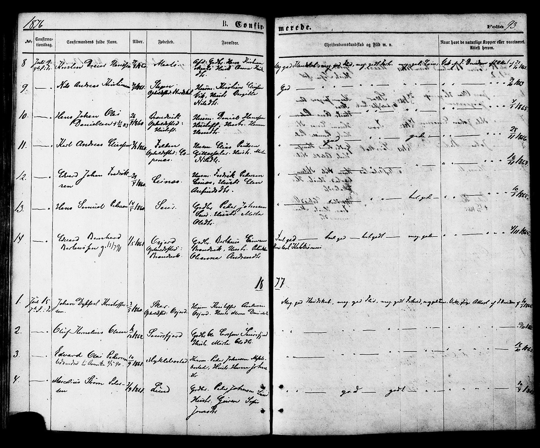 Ministerialprotokoller, klokkerbøker og fødselsregistre - Nordland, SAT/A-1459/857/L0821: Parish register (official) no. 857A01, 1875-1889, p. 93