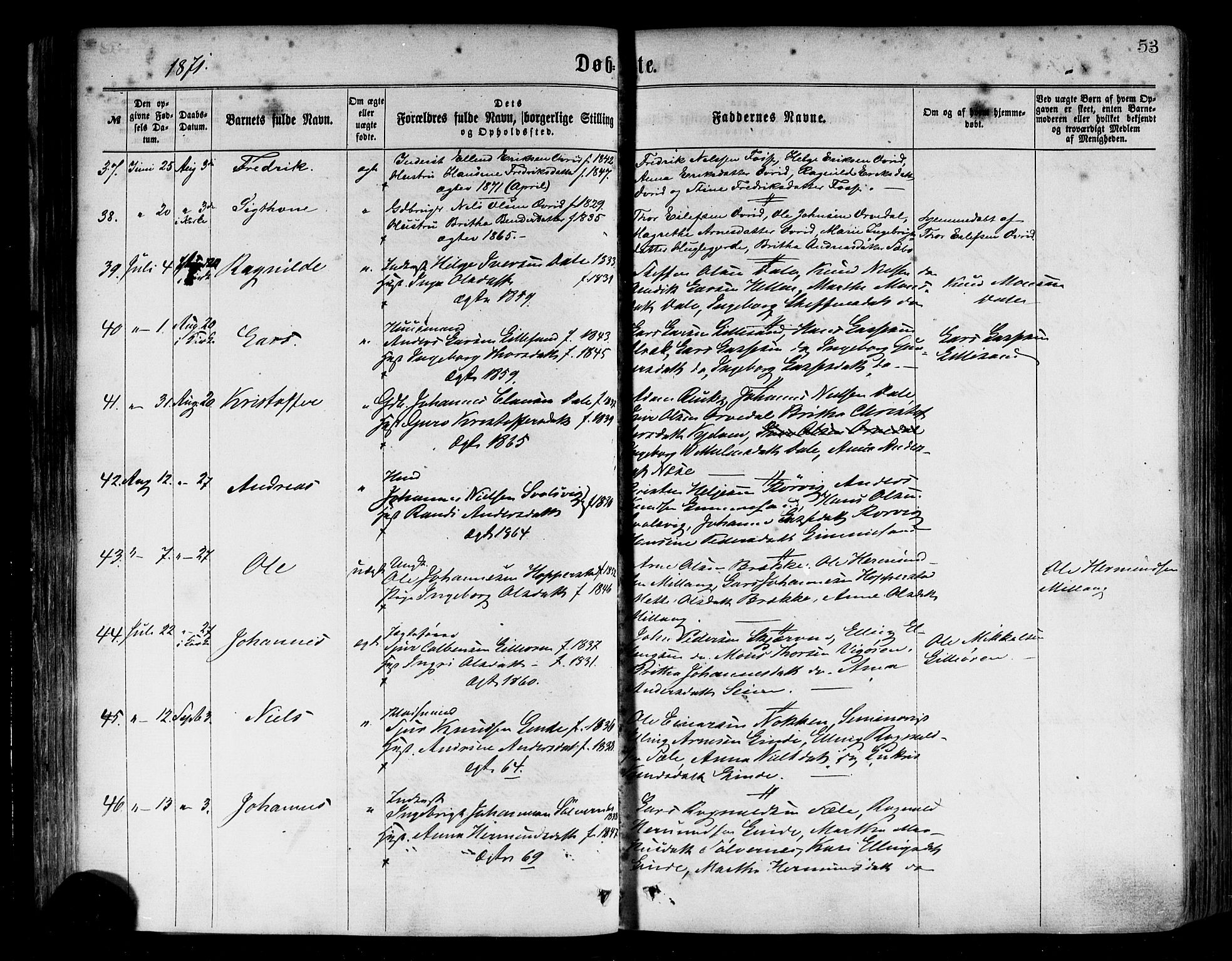 Vik sokneprestembete, SAB/A-81501: Parish register (official) no. A 9, 1866-1877, p. 53