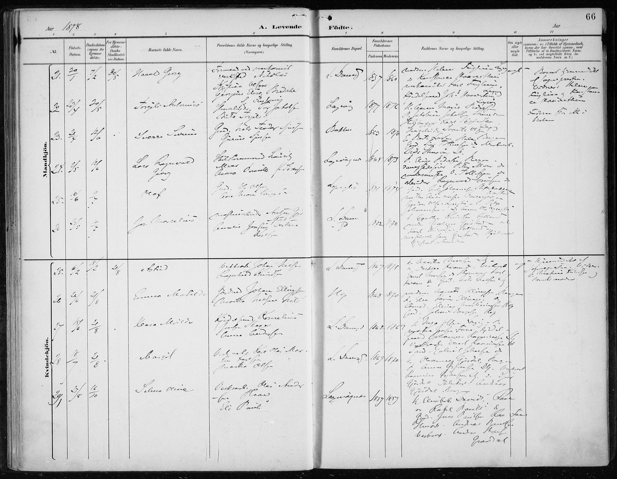 Askøy Sokneprestembete, AV/SAB-A-74101/H/Ha/Haa/Haae/L0003: Parish register (official) no. E 3, 1891-1903, p. 66