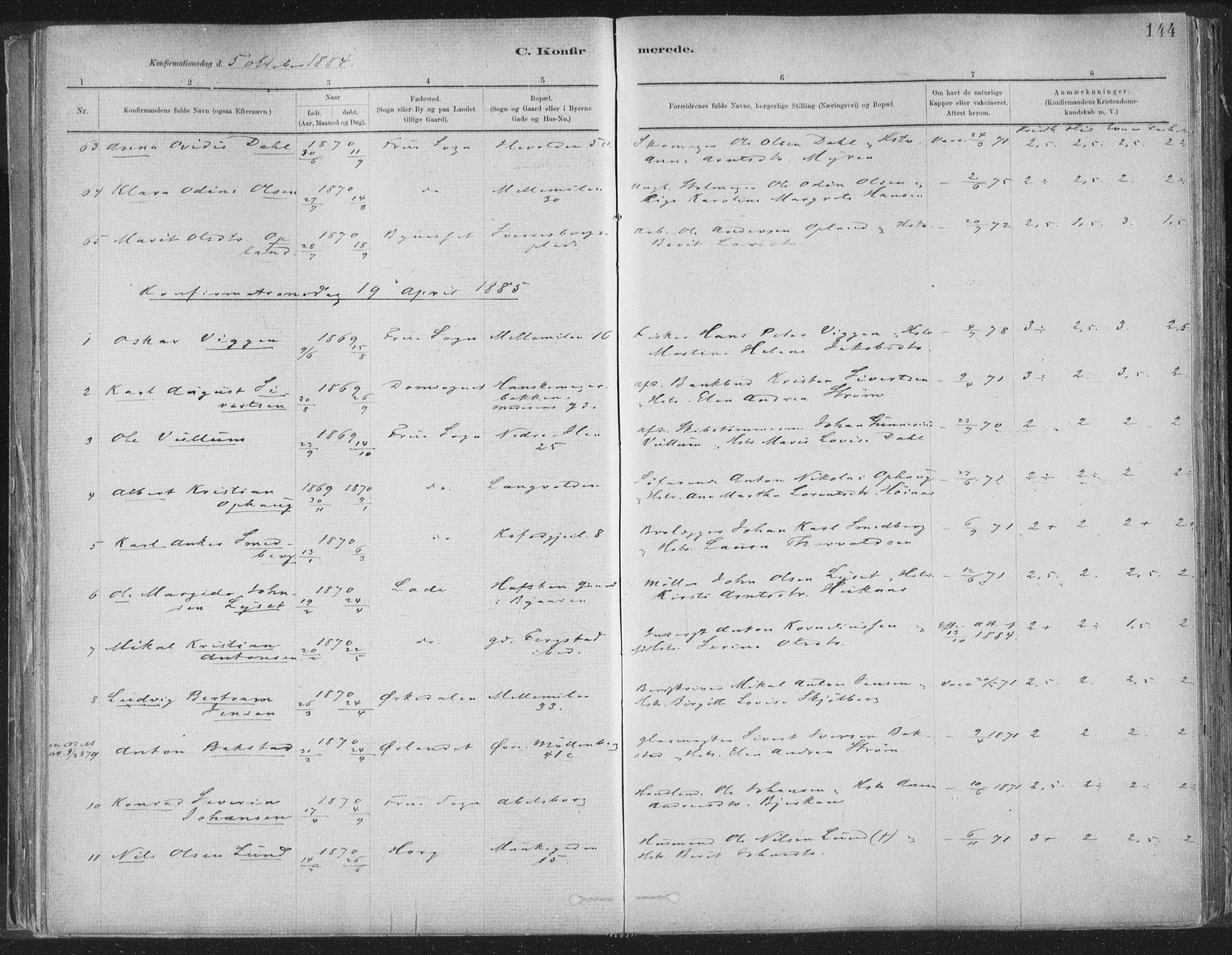 Ministerialprotokoller, klokkerbøker og fødselsregistre - Sør-Trøndelag, SAT/A-1456/603/L0162: Parish register (official) no. 603A01, 1879-1895, p. 144