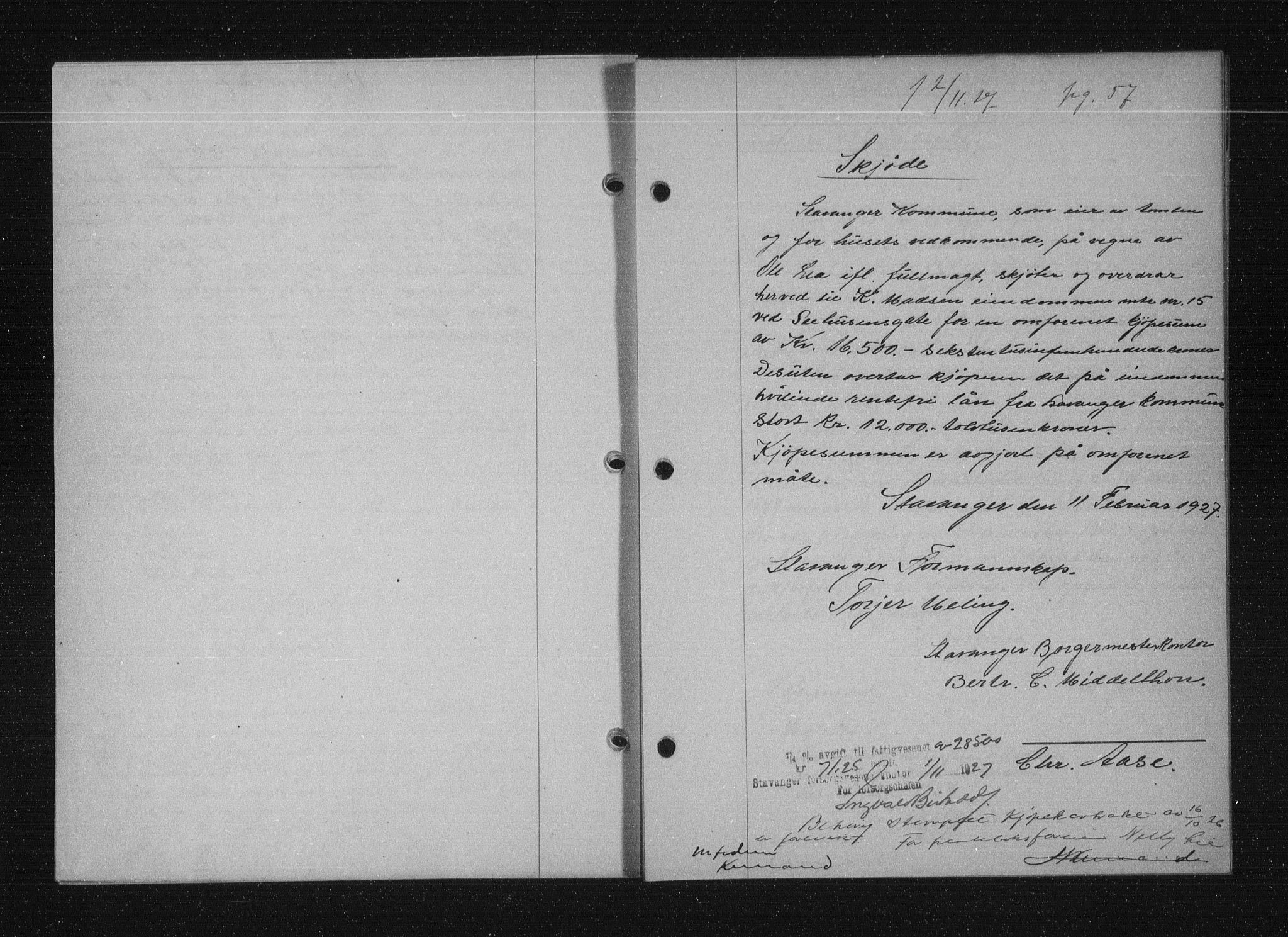 Stavanger byfogd, SAST/A-101408/001/4/41/410/410BB/L0053: Mortgage book no. 41, 1927-1928, Deed date: 02.11.1927