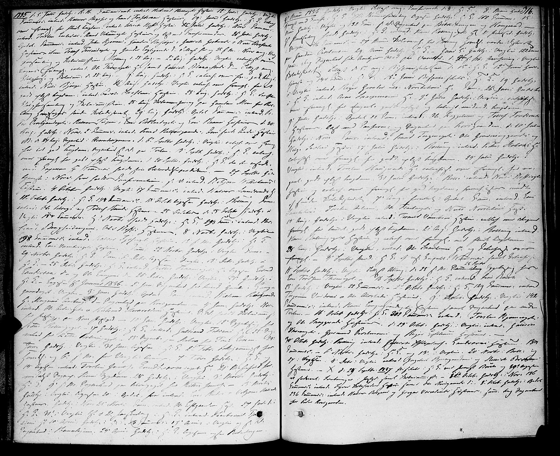 Rollag kirkebøker, AV/SAKO-A-240/F/Fa/L0007: Parish register (official) no. I 7, 1828-1847, p. 316