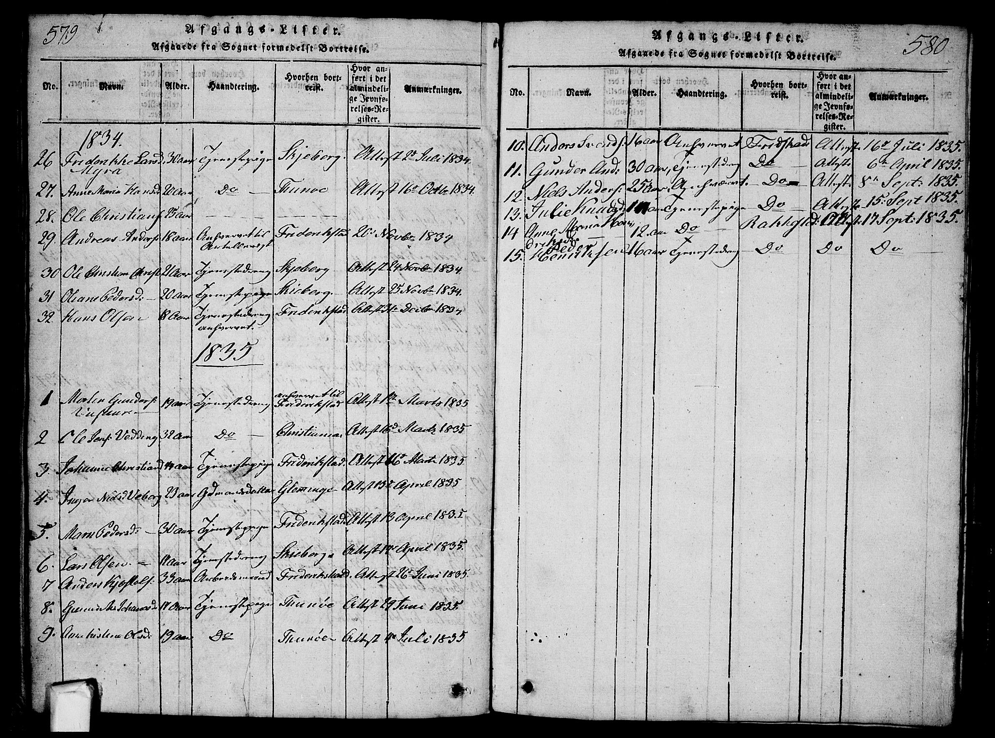 Borge prestekontor Kirkebøker, AV/SAO-A-10903/G/Ga/L0001: Parish register (copy) no.  I 1, 1815-1835, p. 579-580