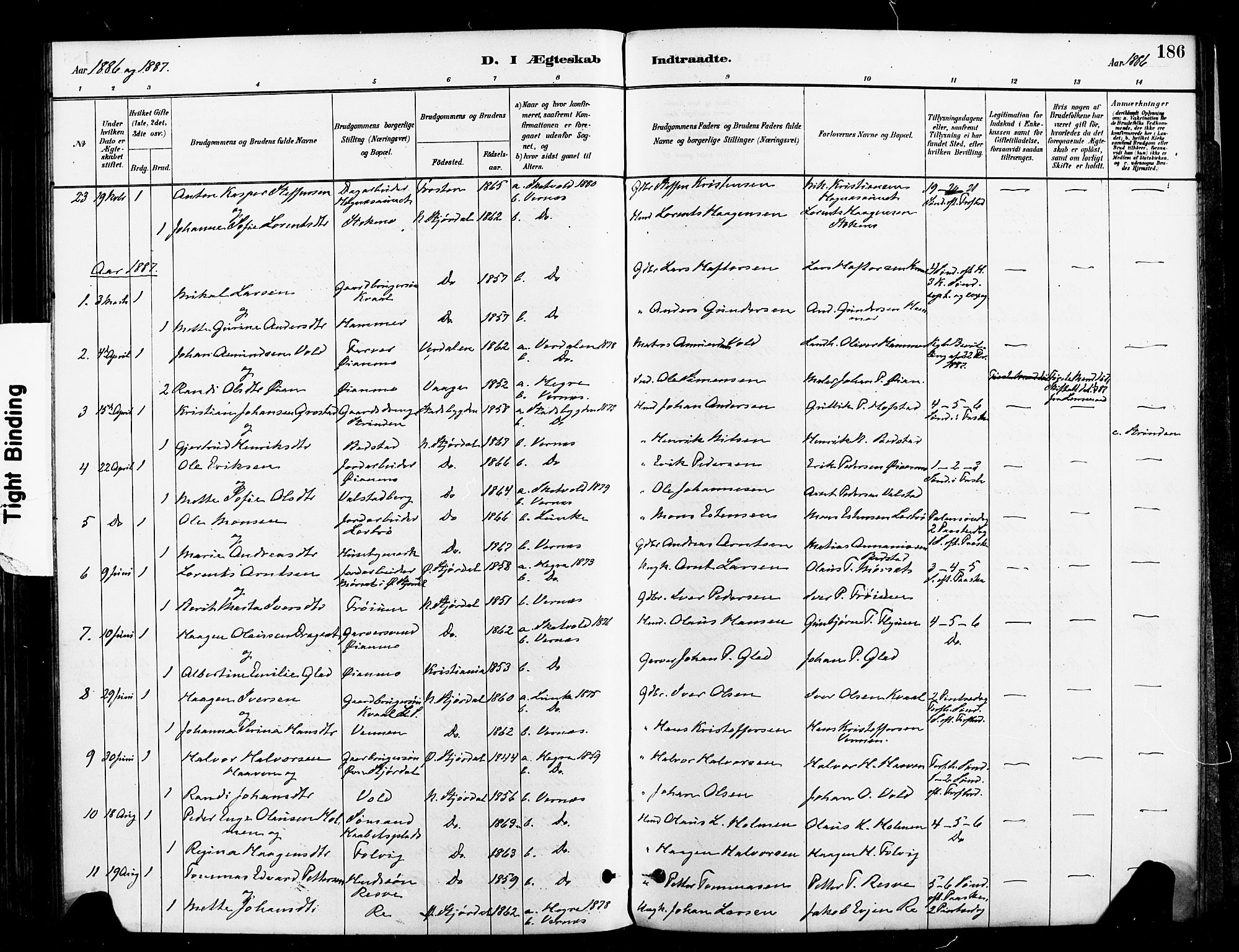 Ministerialprotokoller, klokkerbøker og fødselsregistre - Nord-Trøndelag, SAT/A-1458/709/L0077: Parish register (official) no. 709A17, 1880-1895, p. 186