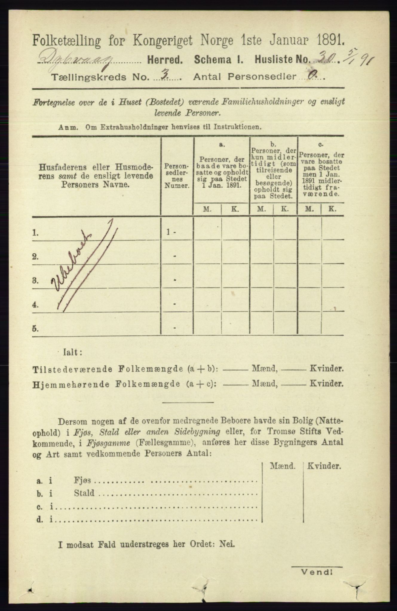 RA, 1891 census for 0915 Dypvåg, 1891, p. 788