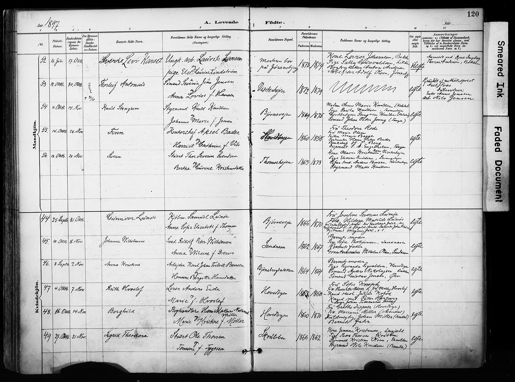 Kragerø kirkebøker, SAKO/A-278/F/Fa/L0013: Parish register (official) no. 13, 1887-1915, p. 120