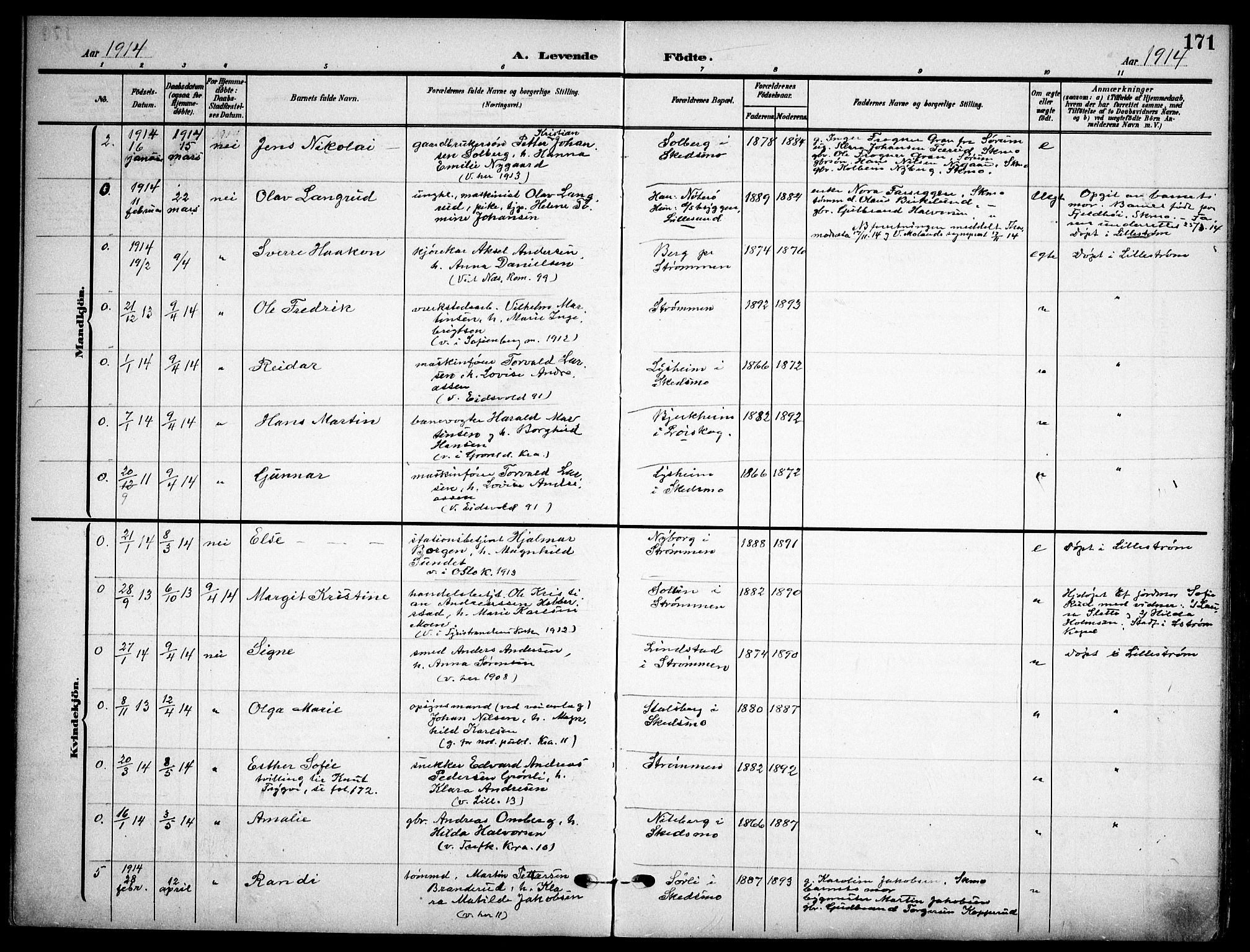 Skedsmo prestekontor Kirkebøker, AV/SAO-A-10033a/F/Fa/L0015: Parish register (official) no. I 15, 1902-1917, p. 171