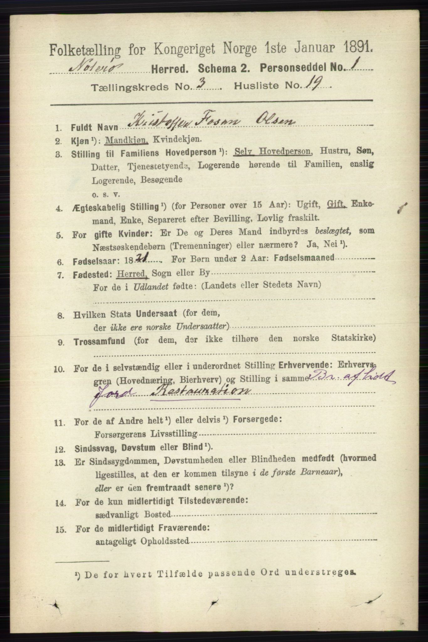 RA, 1891 census for 0722 Nøtterøy, 1891, p. 1657