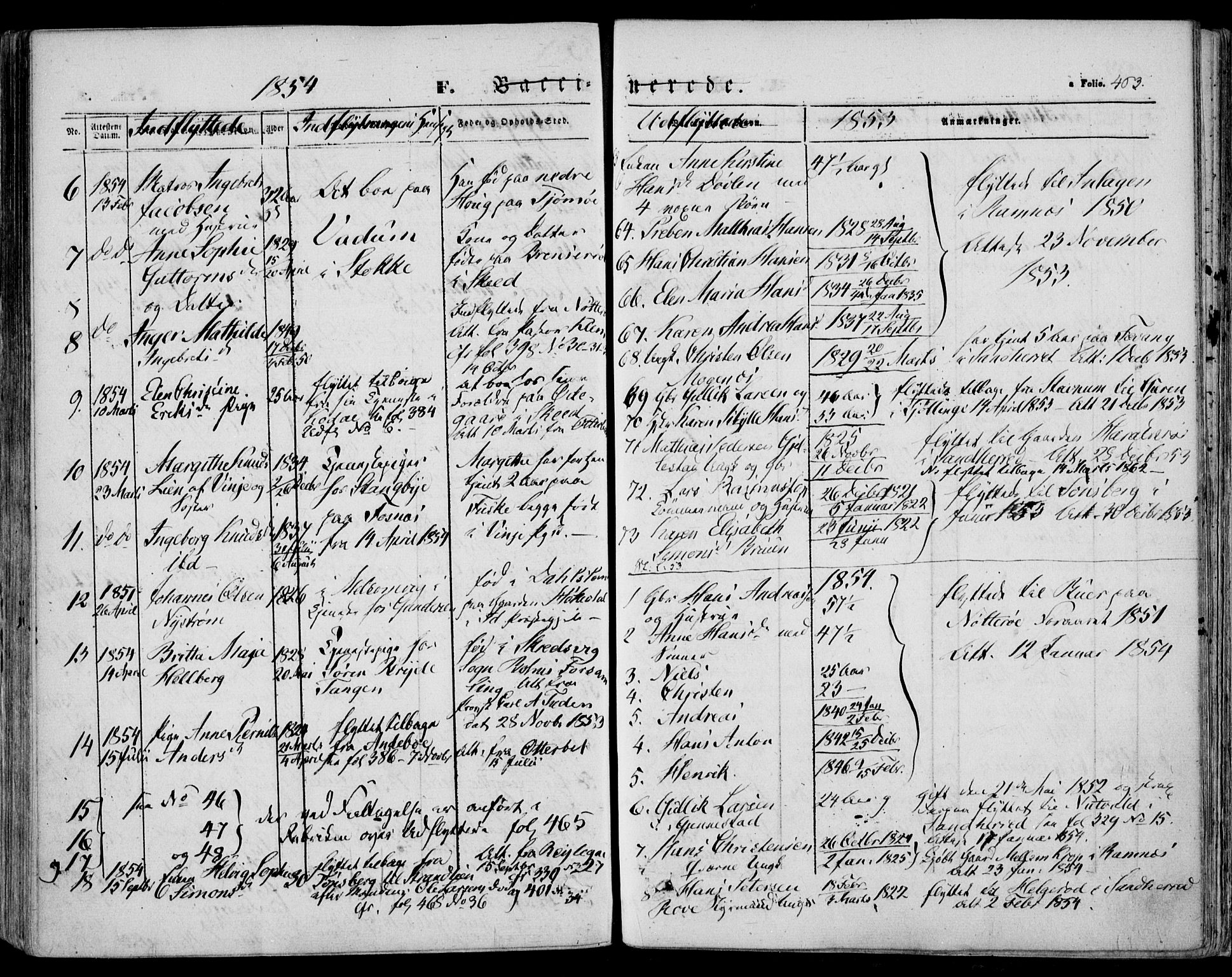 Stokke kirkebøker, AV/SAKO-A-320/F/Fa/L0007: Parish register (official) no. I 7, 1844-1857, p. 463