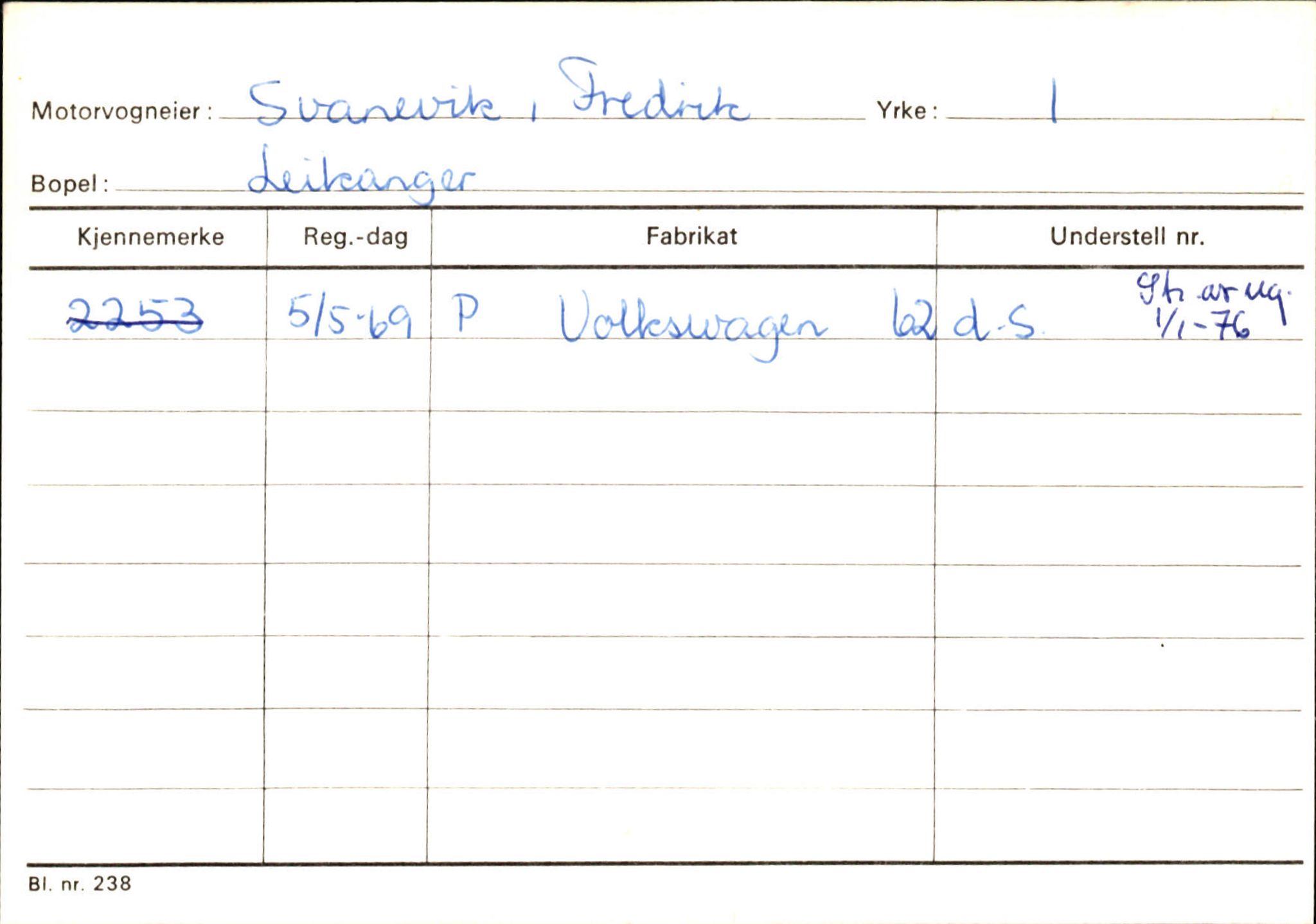 Statens vegvesen, Sogn og Fjordane vegkontor, SAB/A-5301/4/F/L0126: Eigarregister Fjaler M-Å. Leikanger A-Å, 1945-1975, p. 2241