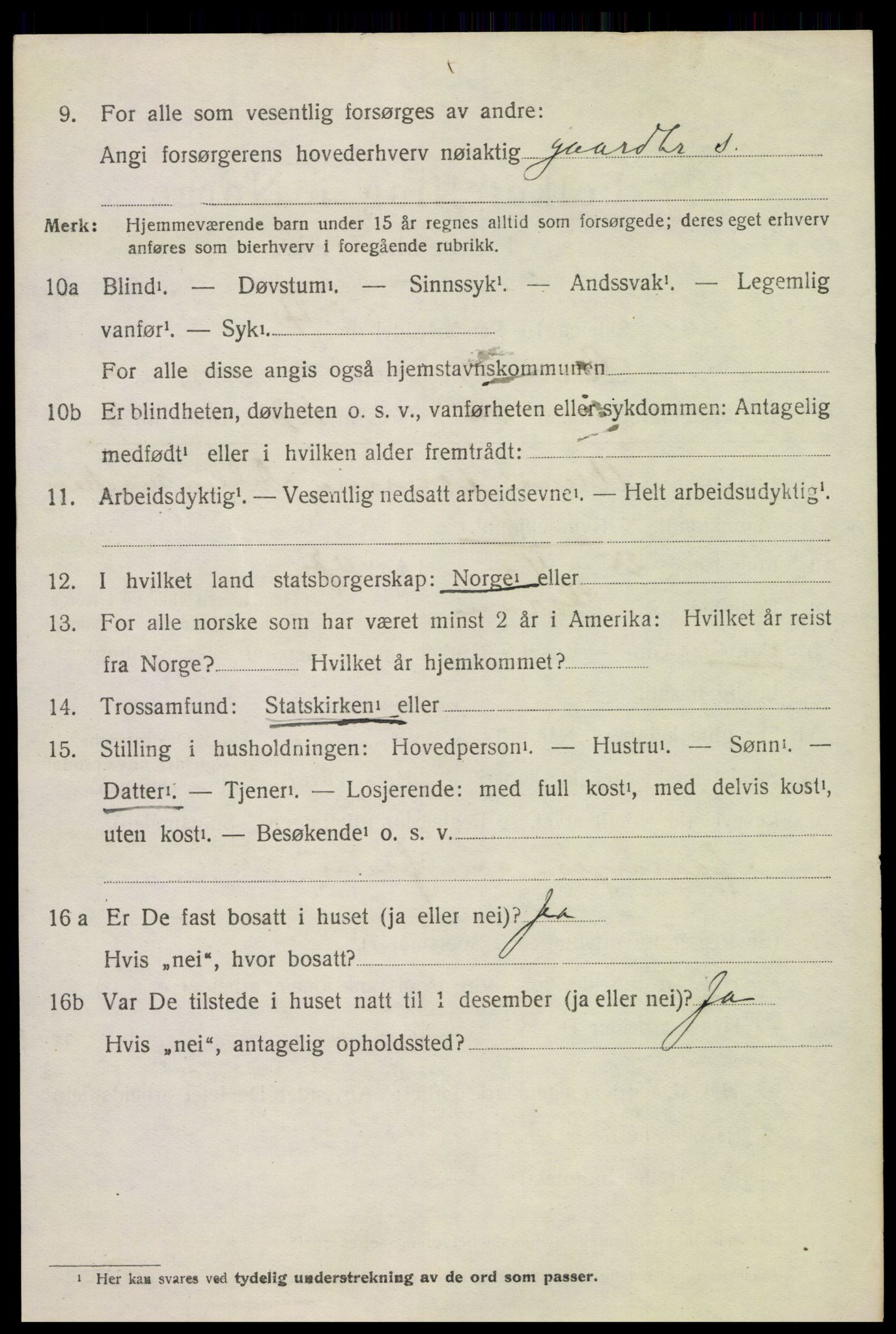 SAH, 1920 census for Gran, 1920, p. 9452