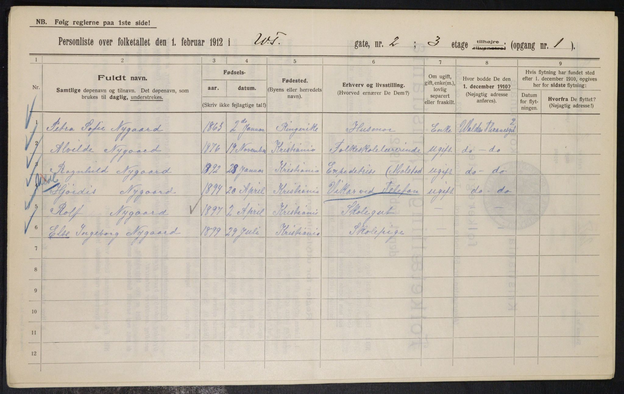 OBA, Municipal Census 1912 for Kristiania, 1912, p. 126219