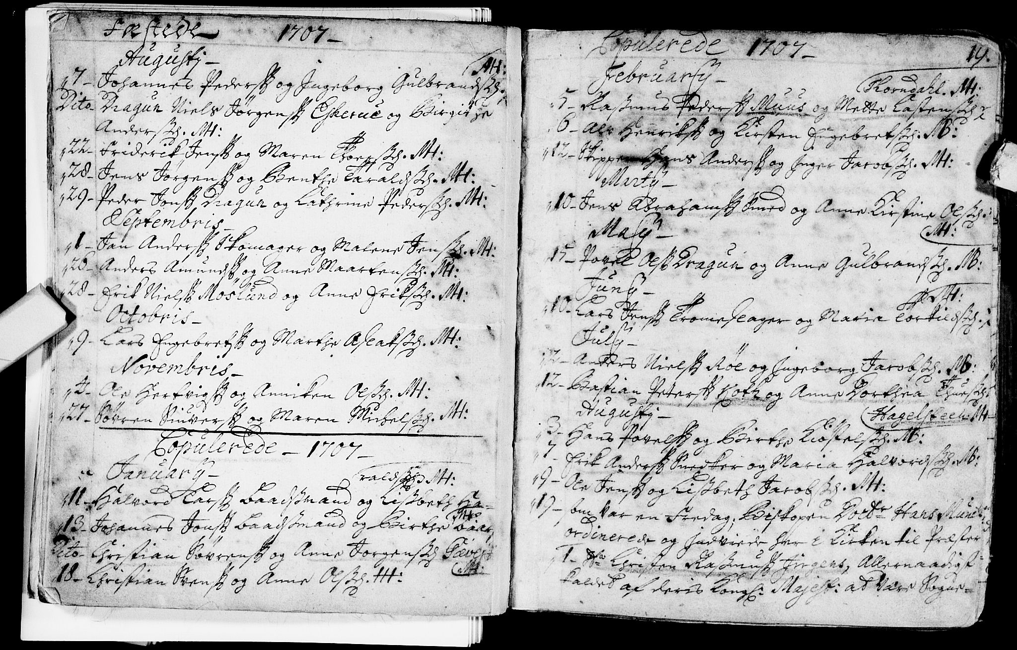 Bragernes kirkebøker, SAKO/A-6/F/Fa/L0003: Parish register (official) no. I 3, 1706-1734, p. 19
