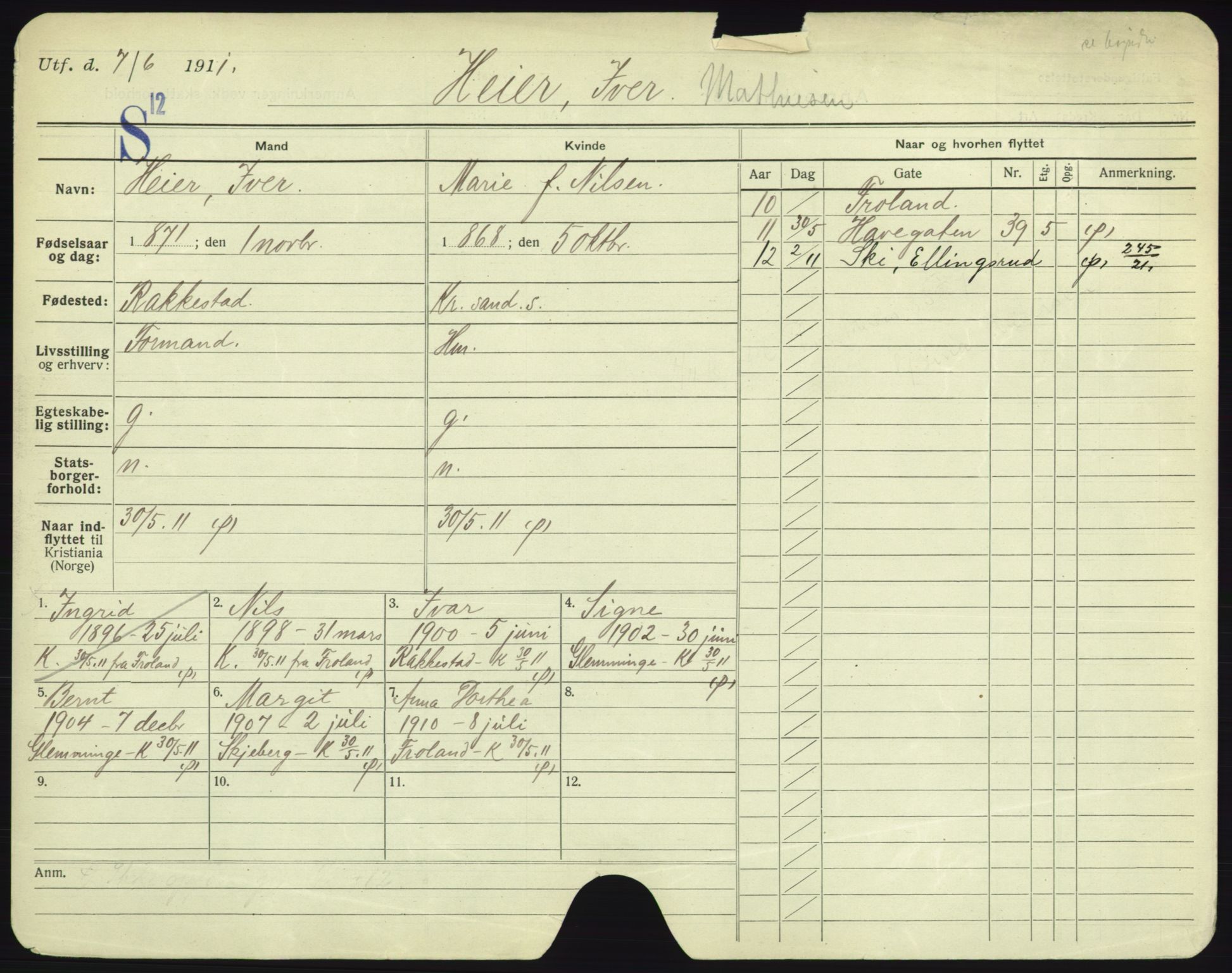 Oslo folkeregister, Registerkort, AV/SAO-A-11715/F/Fa/Fac/L0004: Menn, 1906-1914, p. 545a