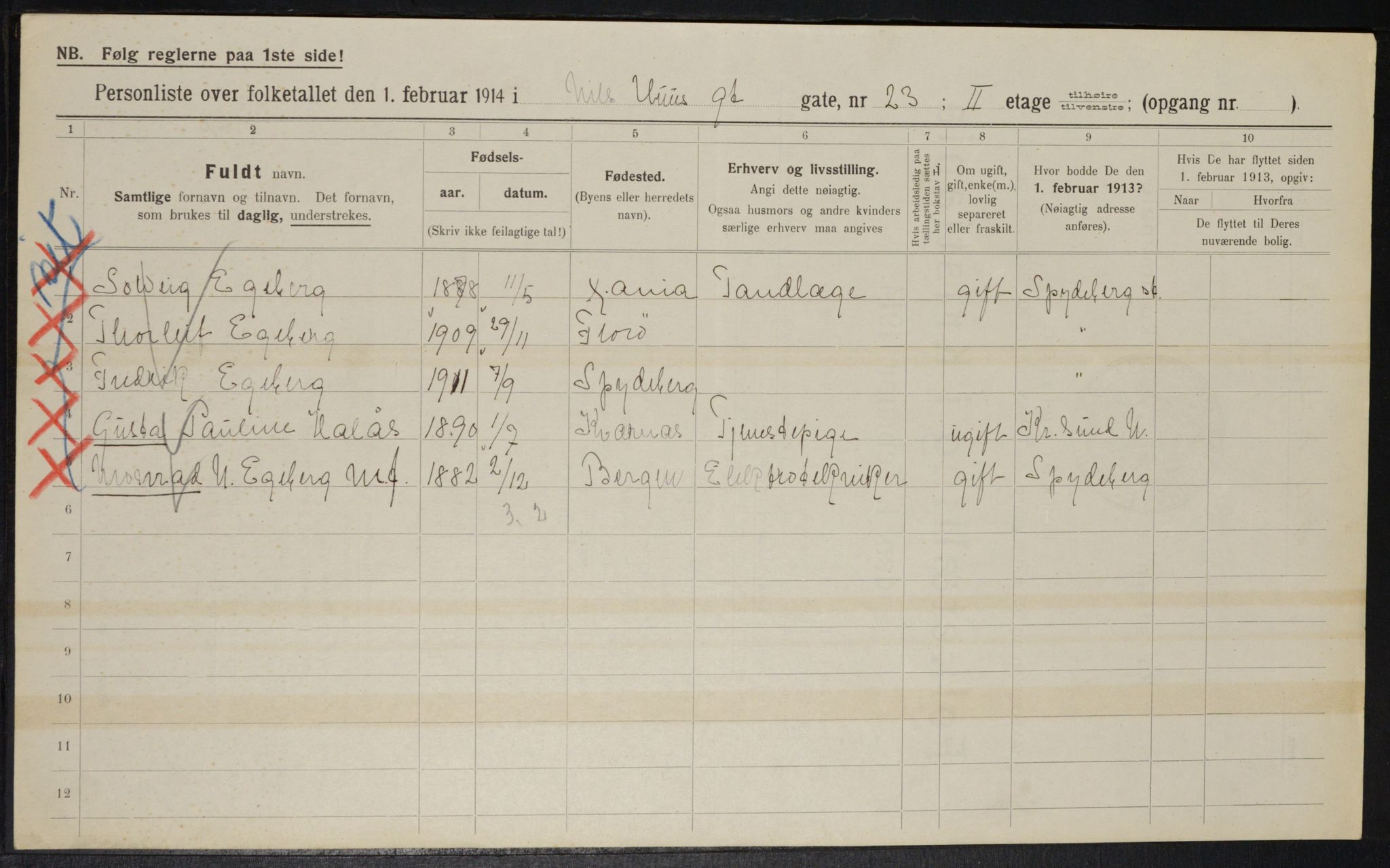 OBA, Municipal Census 1914 for Kristiania, 1914, p. 71139