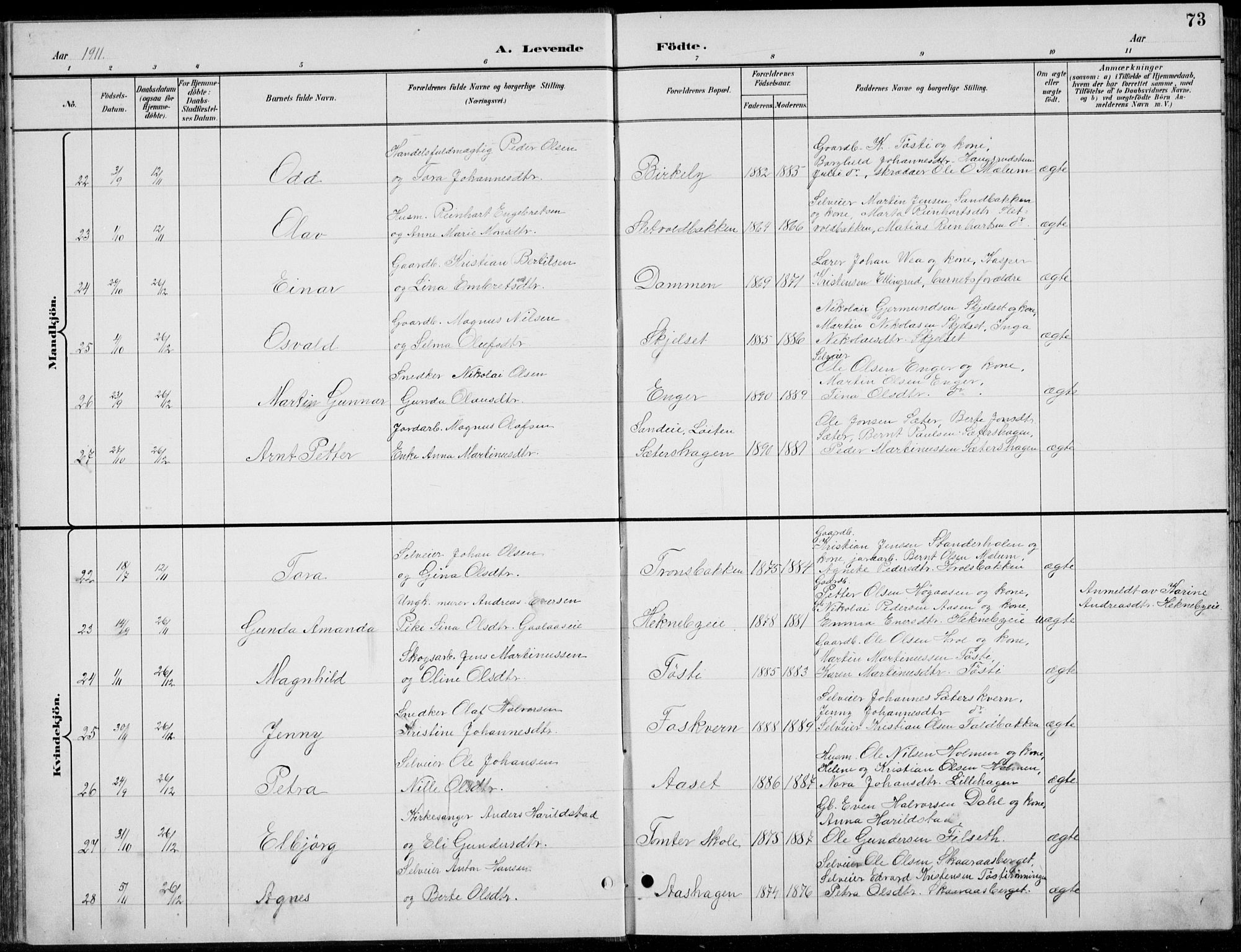 Romedal prestekontor, AV/SAH-PREST-004/L/L0013: Parish register (copy) no. 13, 1896-1937, p. 73