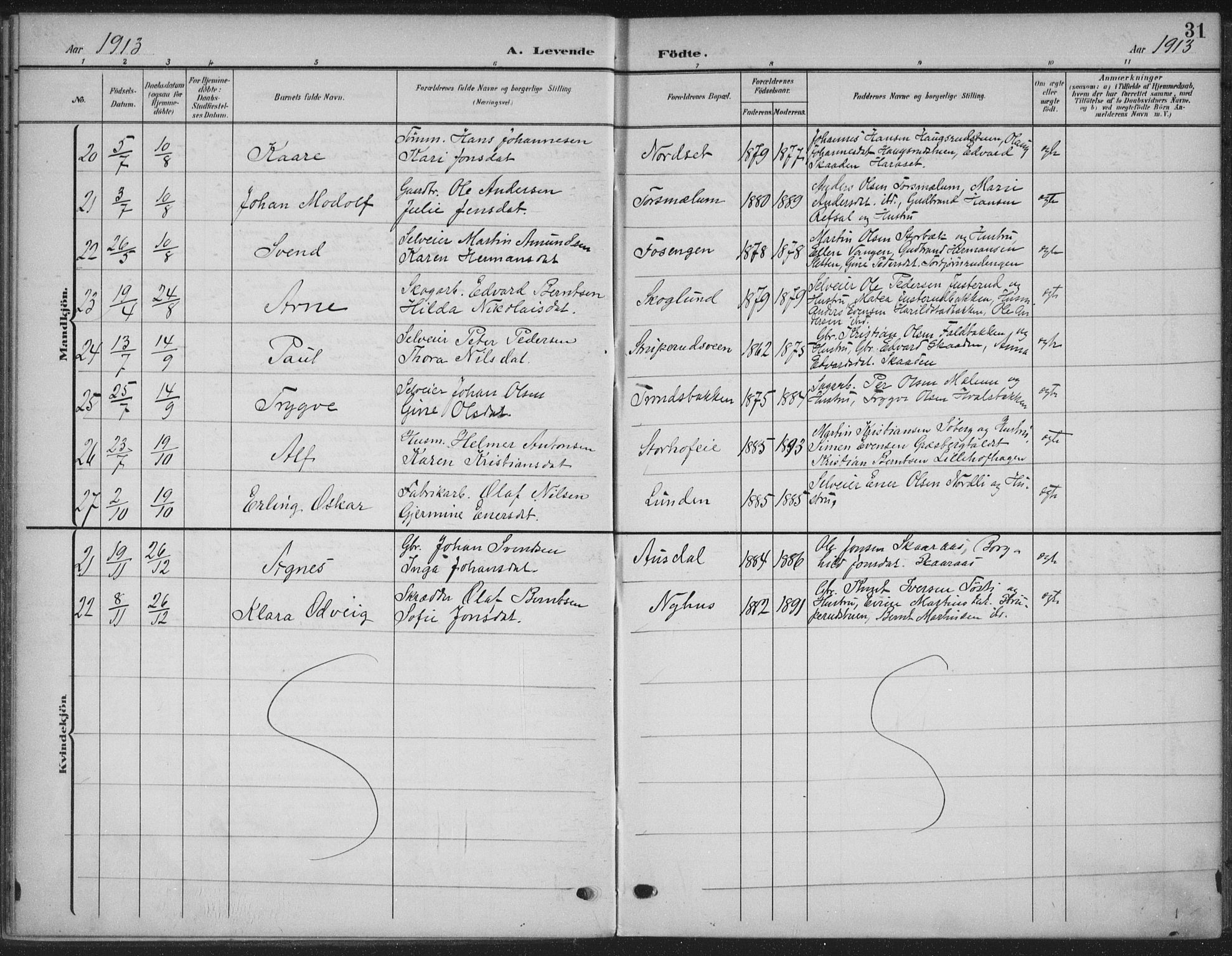 Romedal prestekontor, AV/SAH-PREST-004/K/L0009: Parish register (official) no. 9, 1906-1929, p. 31