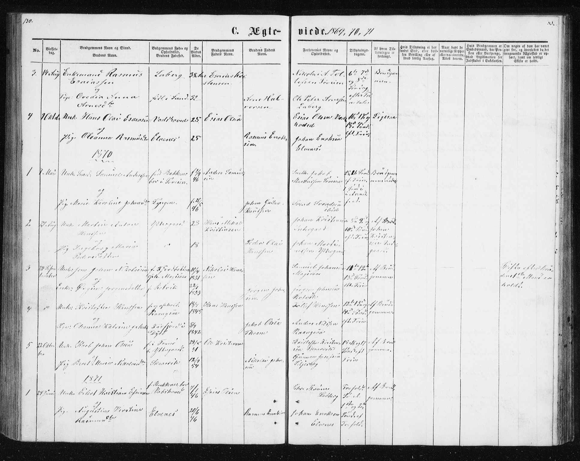 Ibestad sokneprestembete, SATØ/S-0077/H/Ha/Hab/L0013klokker: Parish register (copy) no. 13, 1865-1879, p. 130
