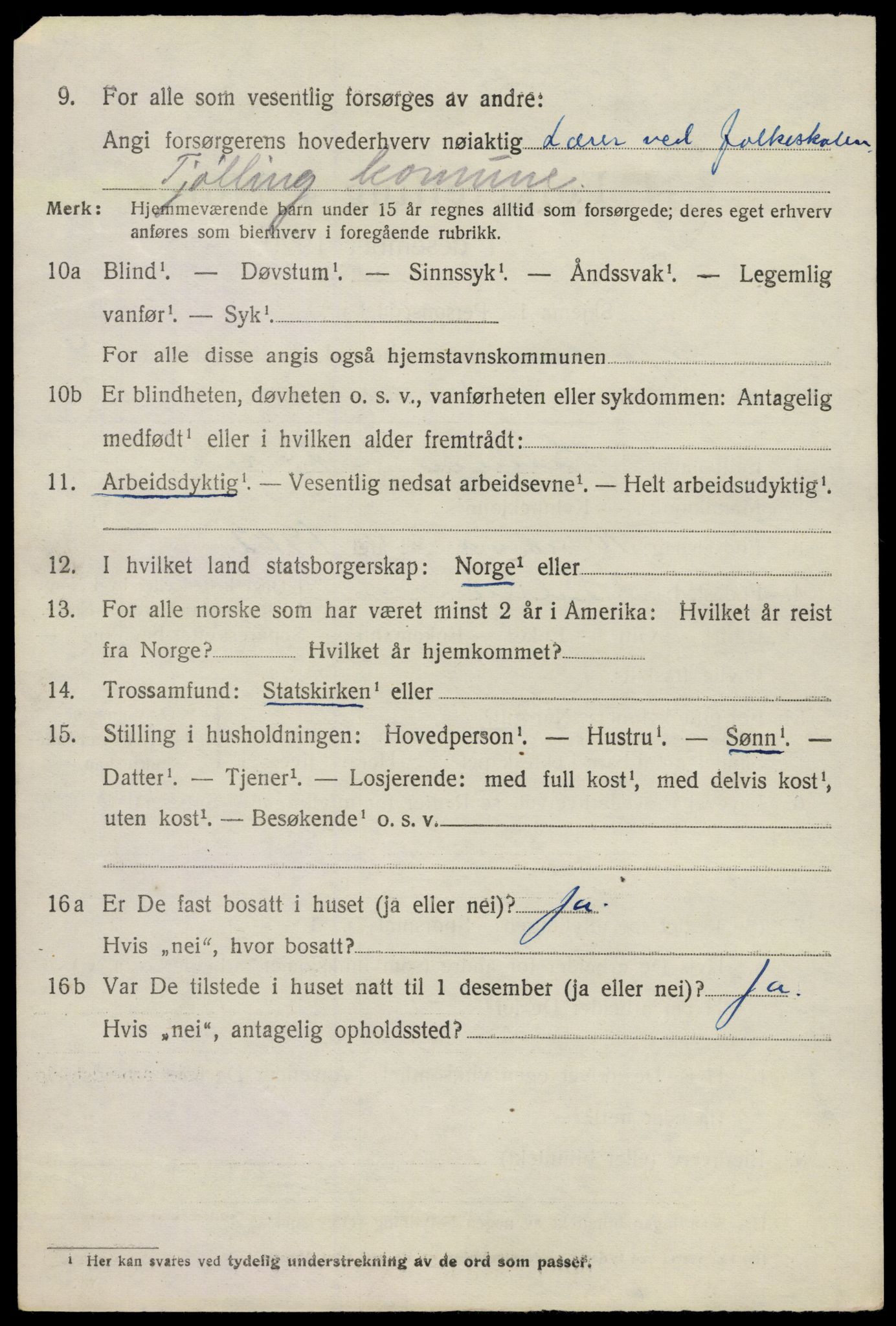 SAKO, 1920 census for Tjølling, 1920, p. 7504